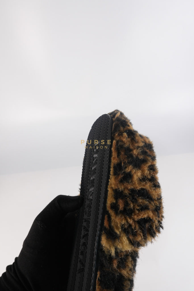 Faux Fur Leopard Animal Print Slides Size 37 EU (23.5cm) | Purse Maison Luxury Bags Shop