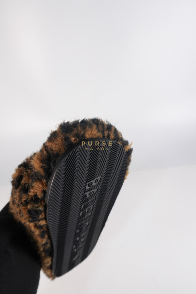 Faux Fur Leopard Animal Print Slides Size 37 EU (23.5cm) | Purse Maison Luxury Bags Shop