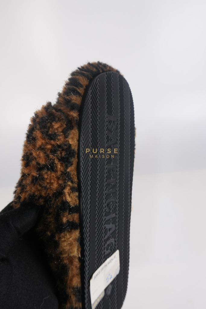 Faux Fur Leopard Animal Print Slides Size 37 EU (23.5cm) | Purse Maison Luxury Bags Shop
