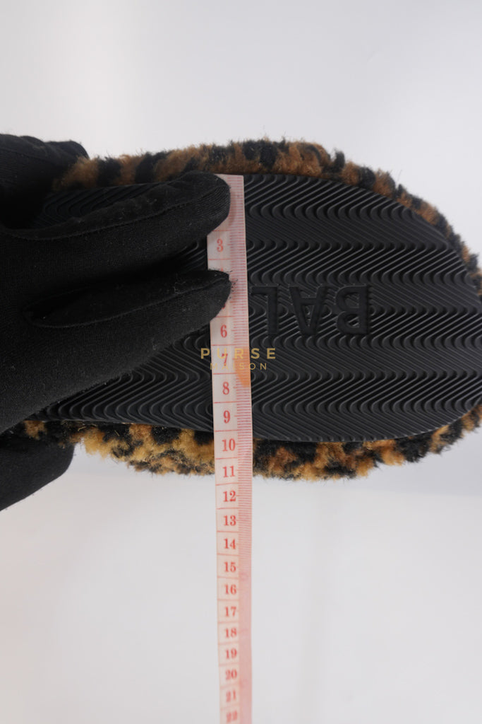 Faux Fur Leopard Animal Print Slides Size 37 EU (23.5cm) | Purse Maison Luxury Bags Shop