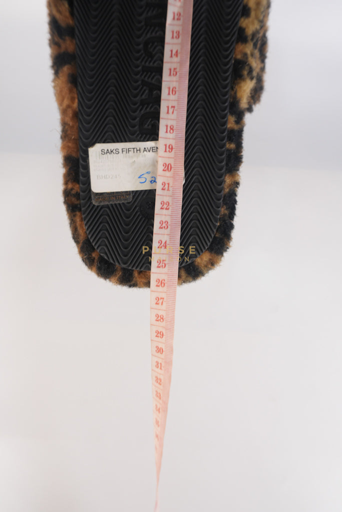 Faux Fur Leopard Animal Print Slides Size 37 EU (23.5cm) | Purse Maison Luxury Bags Shop