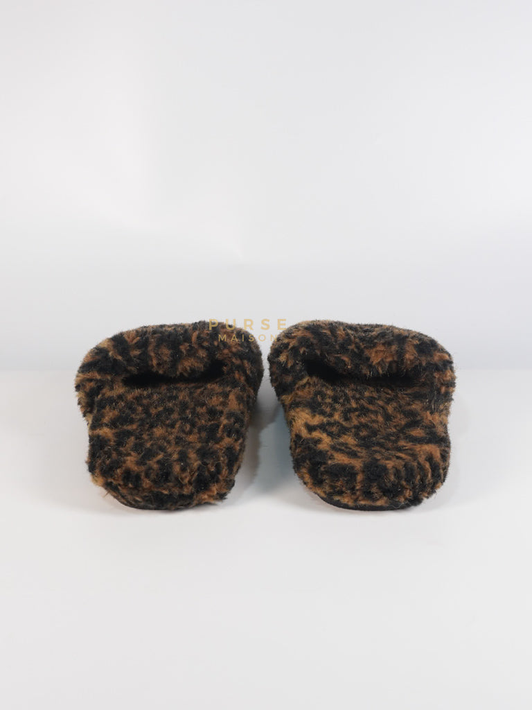 Faux Fur Leopard Animal Print Slides Size 37 EU (23.5cm) | Purse Maison Luxury Bags Shop