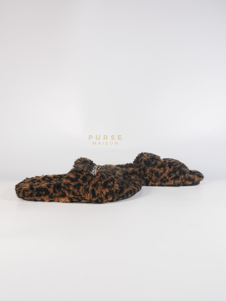 Faux Fur Leopard Animal Print Slides Size 37 EU (23.5cm) | Purse Maison Luxury Bags Shop