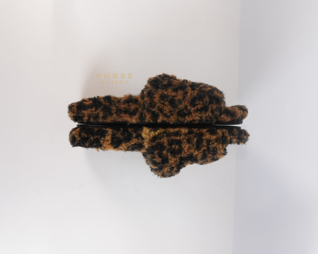 Faux Fur Leopard Animal Print Slides Size 37 EU (23.5cm) | Purse Maison Luxury Bags Shop