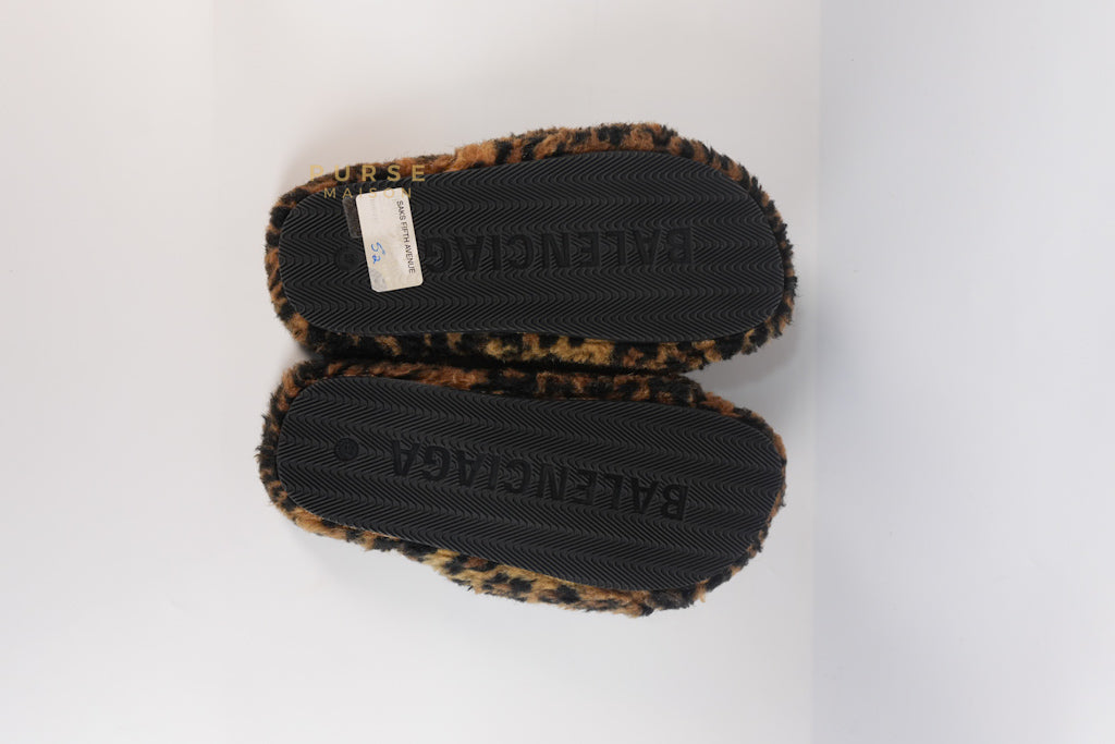 Faux Fur Leopard Animal Print Slides Size 37 EU (23.5cm) | Purse Maison Luxury Bags Shop