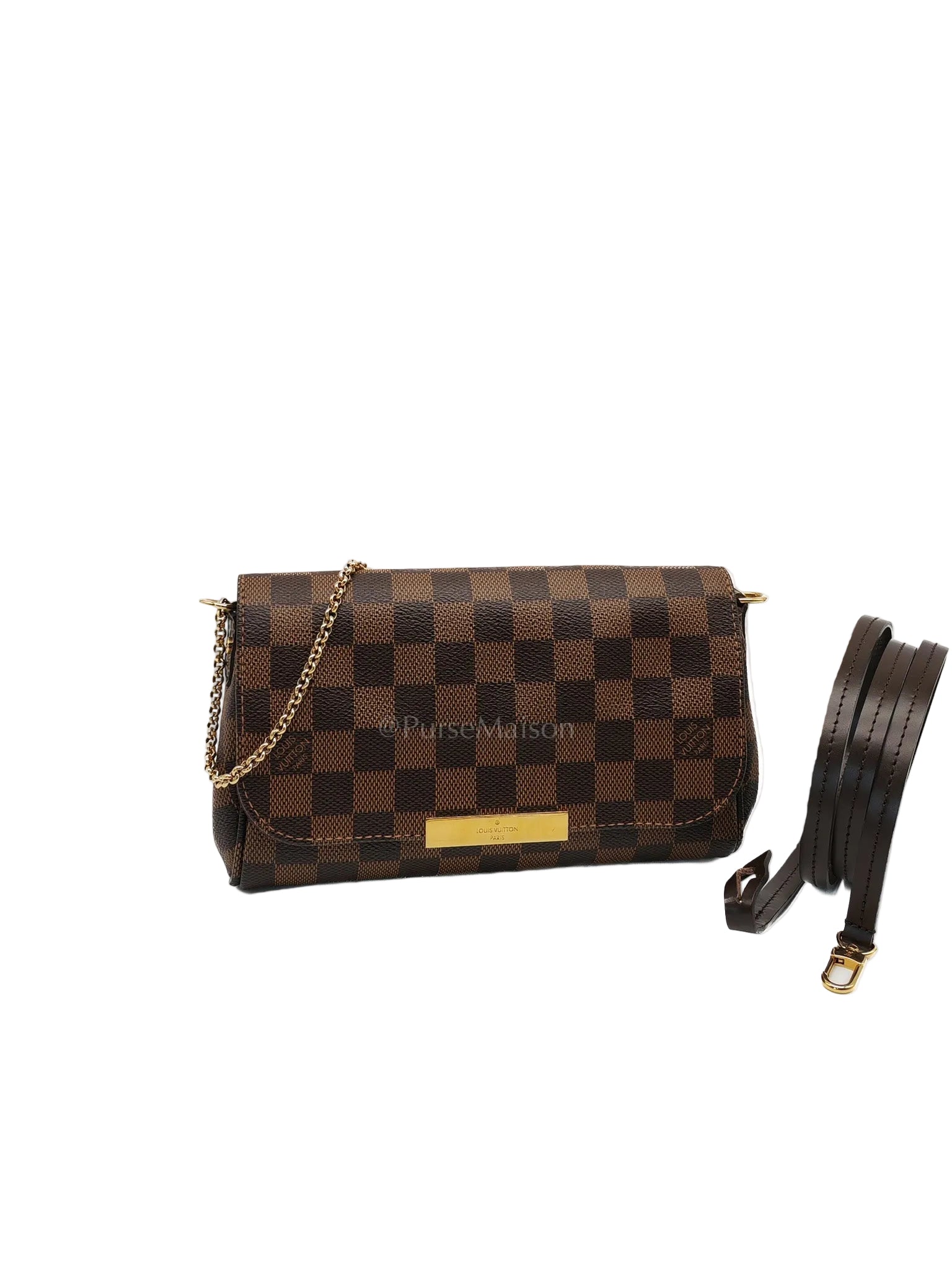 Favorite PM Pochette in Damier Ebene Canvas Shoulder Bag (Date Code: DU2124) | Purse Maison Luxury Bags Shop