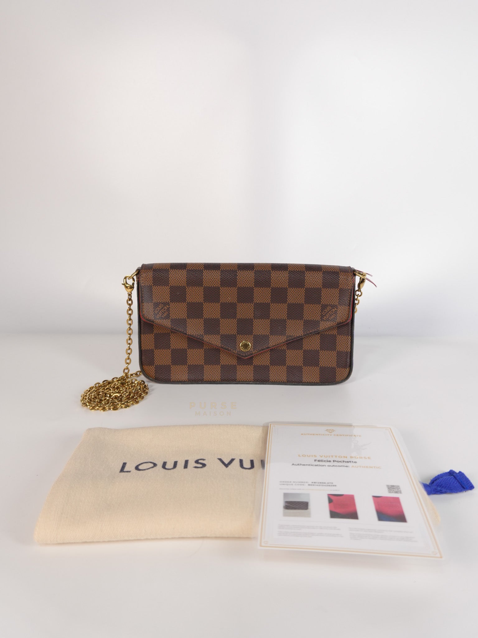 Felicie in Damier Ebene Canvas (Date Code: MI2138) | Purse Maison Luxury Bags Shop