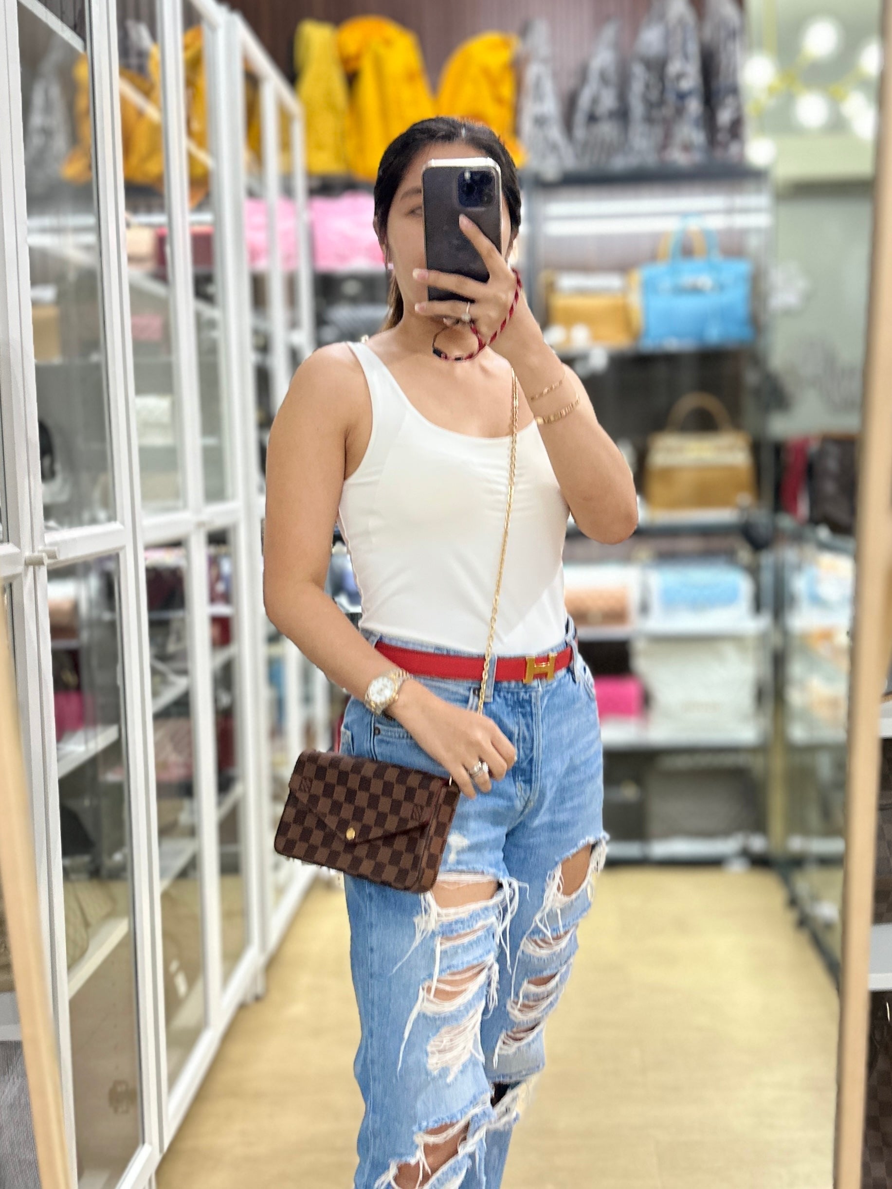 Felicie in Damier Ebene Canvas (Date Code: MI2138) | Purse Maison Luxury Bags Shop