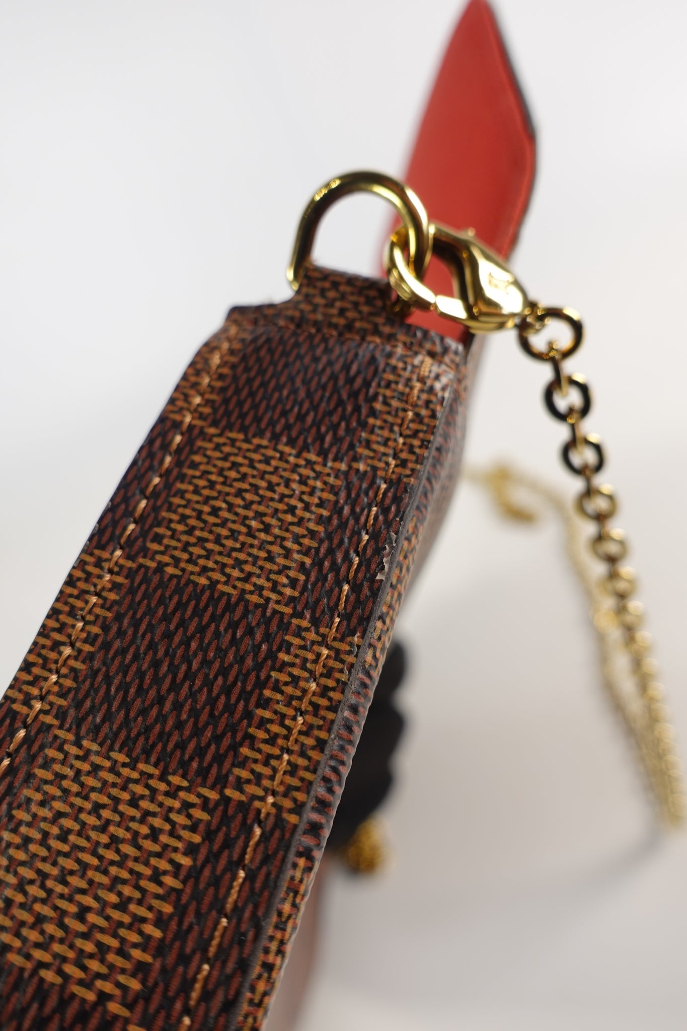 Felicie in Damier Ebene & Red Interior (Date code: MI4109) | Purse Maison Luxury Bags Shop