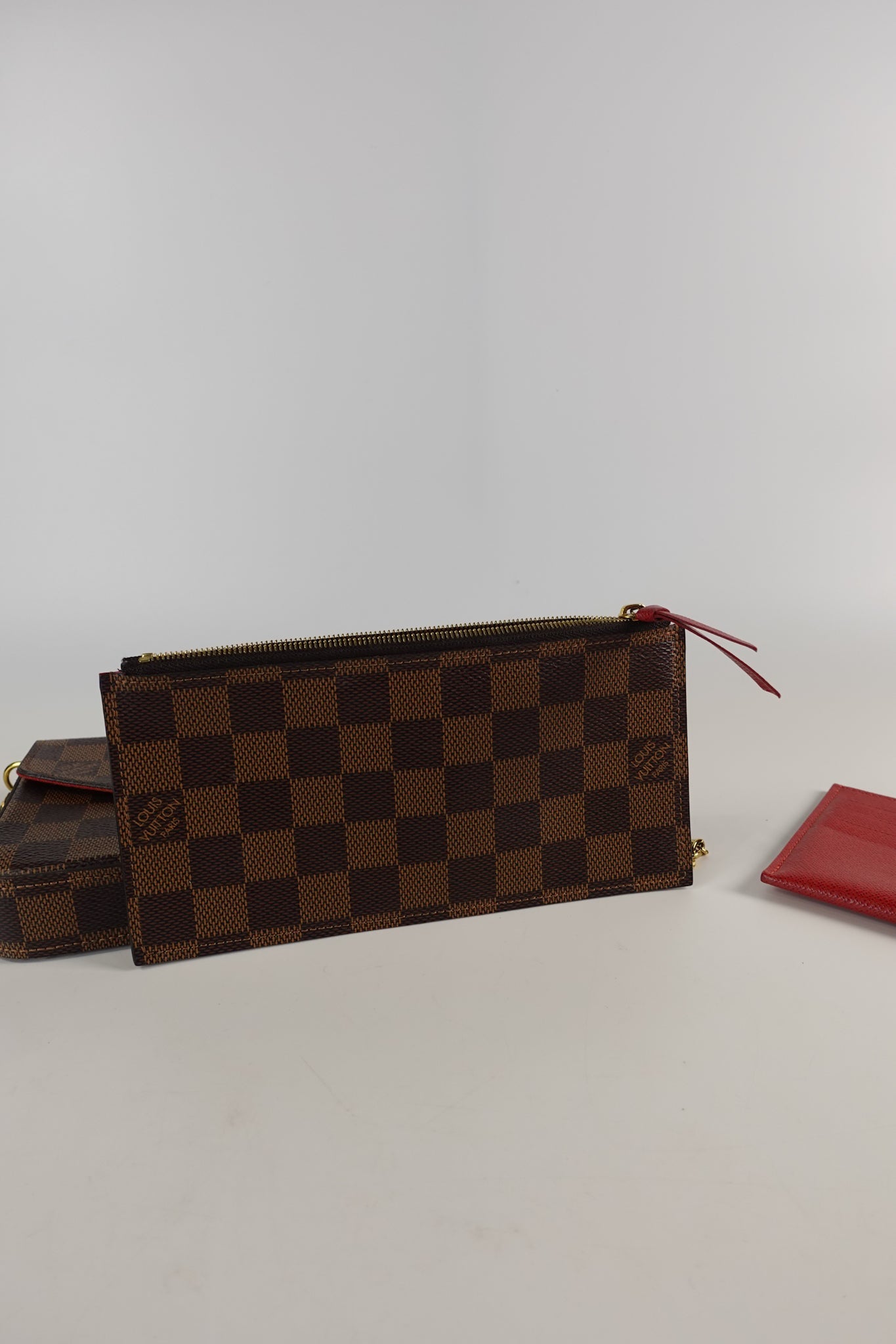 Felicie in Damier Ebene & Red Interior (Date code: MI4109) | Purse Maison Luxury Bags Shop