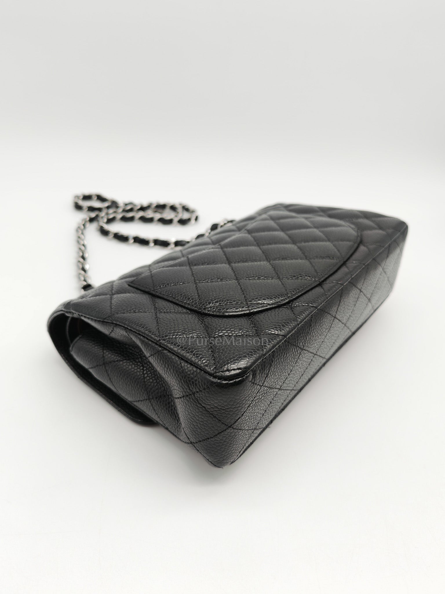 Classic Double Flap Small in Black Caviar Leather & Silver Hardware(Microchip)