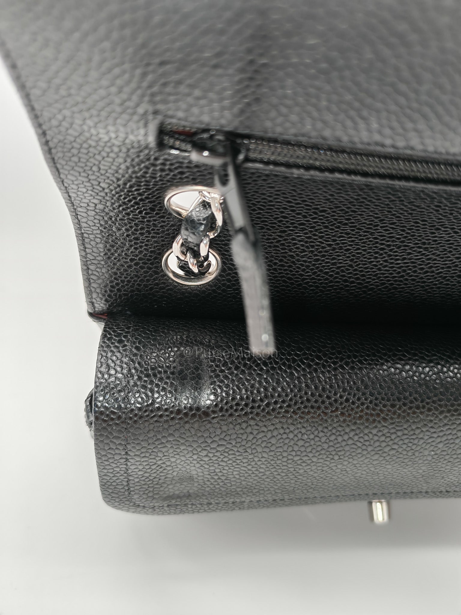Classic Double Flap Small in Black Caviar Leather & Silver Hardware(Microchip)
