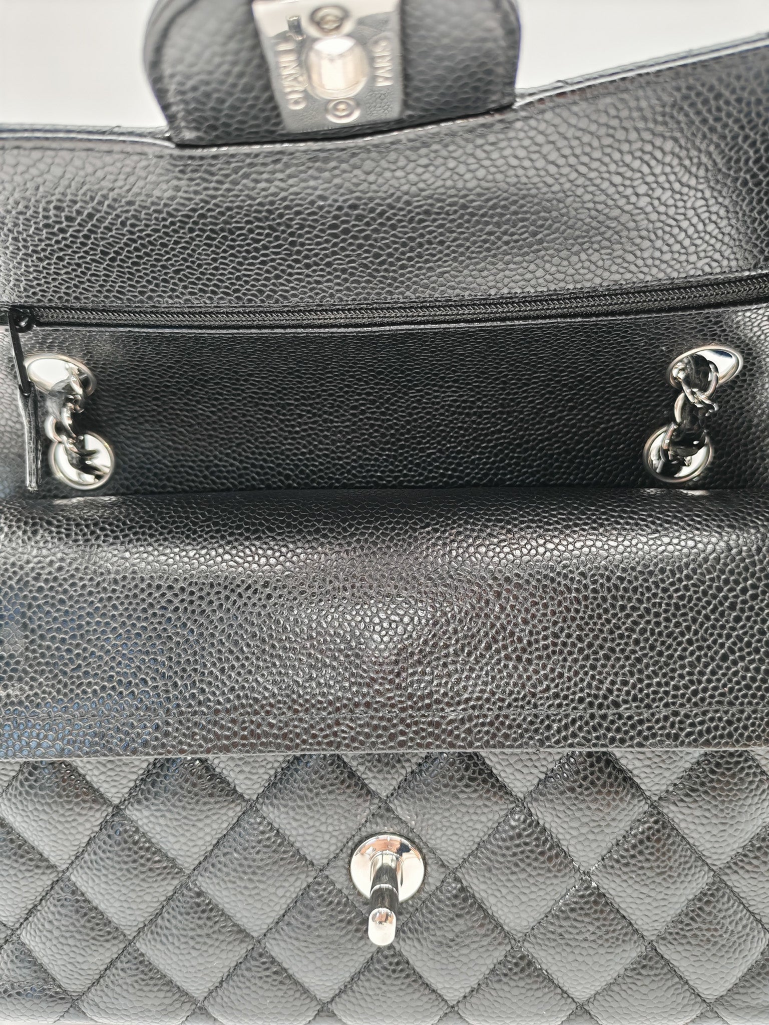 Classic Double Flap Small in Black Caviar Leather & Silver Hardware(Microchip)