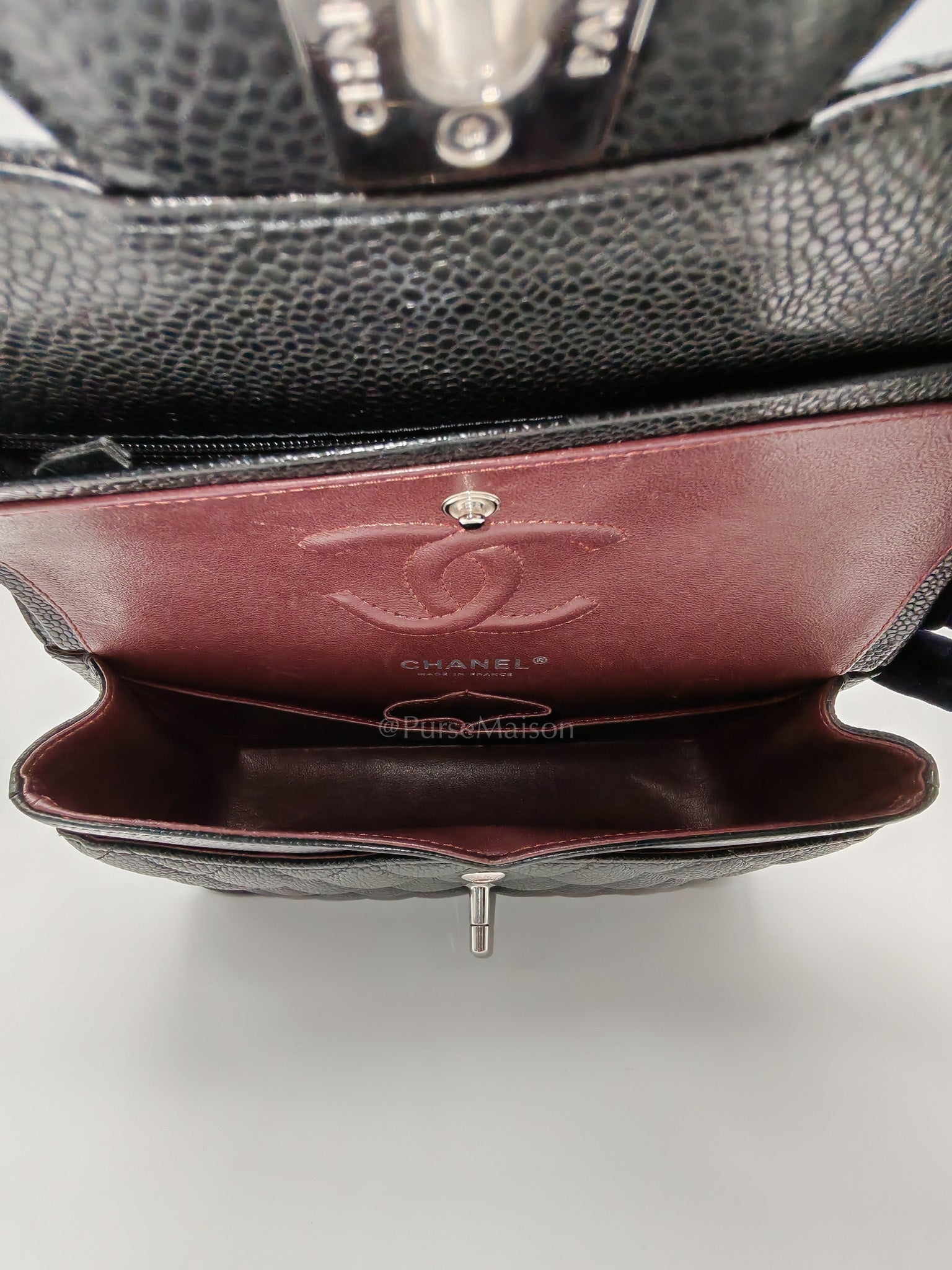 Classic Double Flap Small in Black Caviar Leather & Silver Hardware(Microchip)
