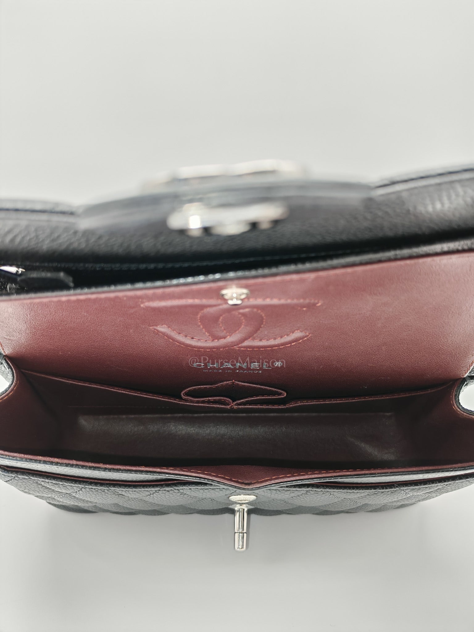 Classic Double Flap Small in Black Caviar Leather & Silver Hardware(Microchip)