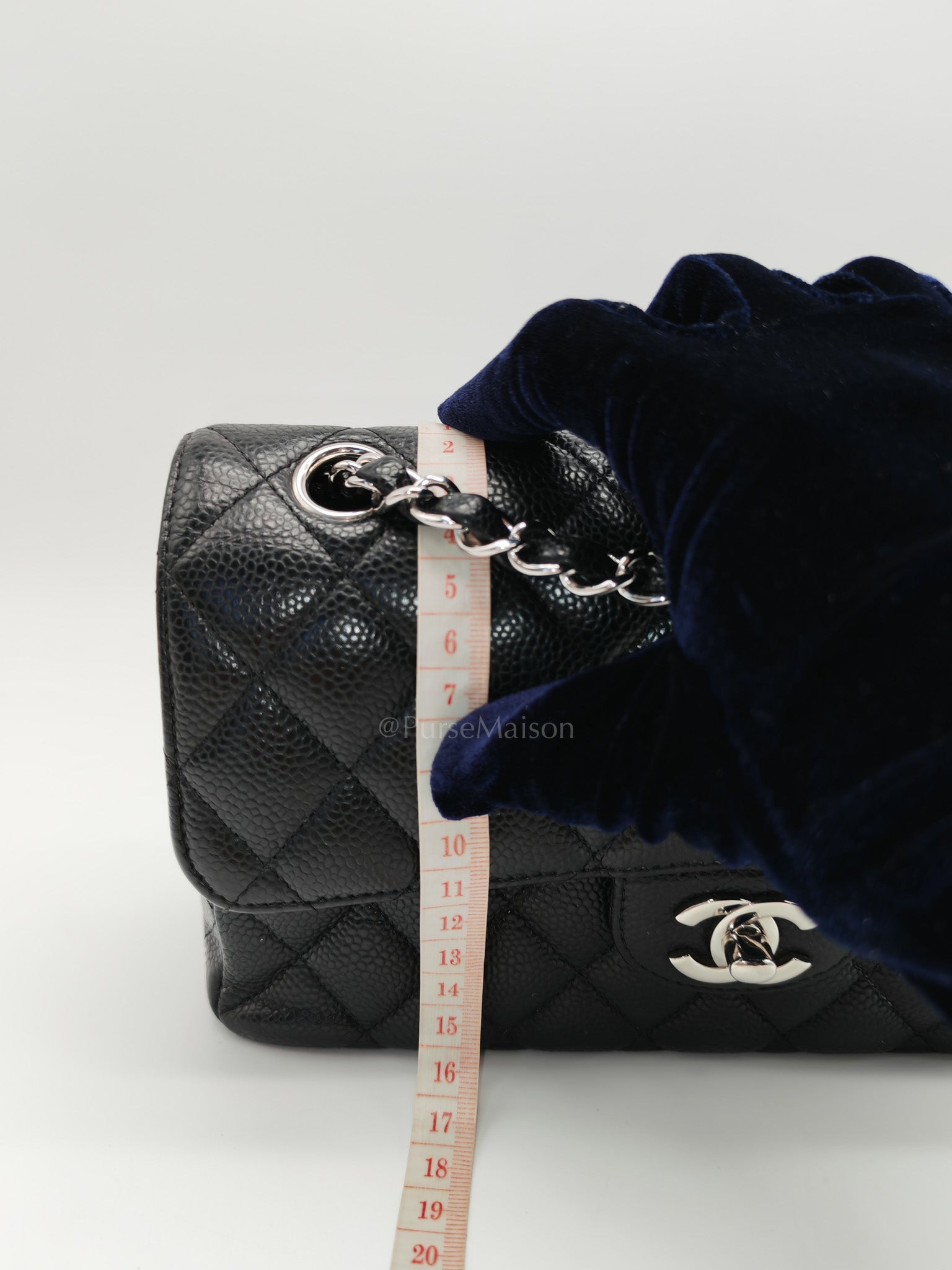 Classic Double Flap Small in Black Caviar Leather & Silver Hardware(Microchip)