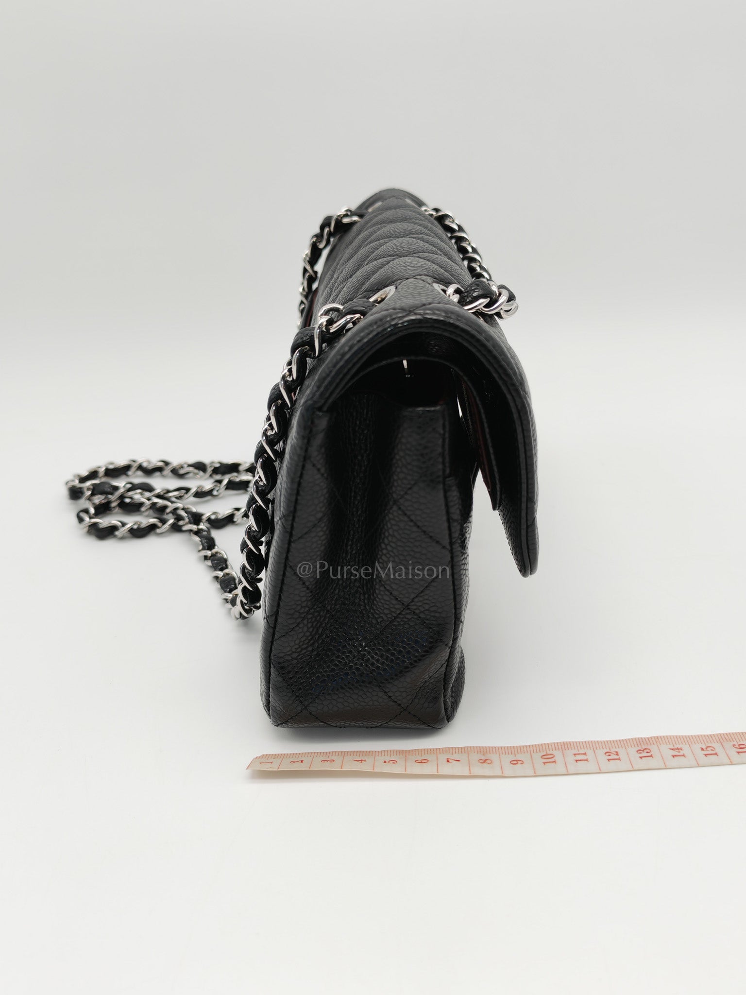 Classic Double Flap Small in Black Caviar Leather & Silver Hardware(Microchip)