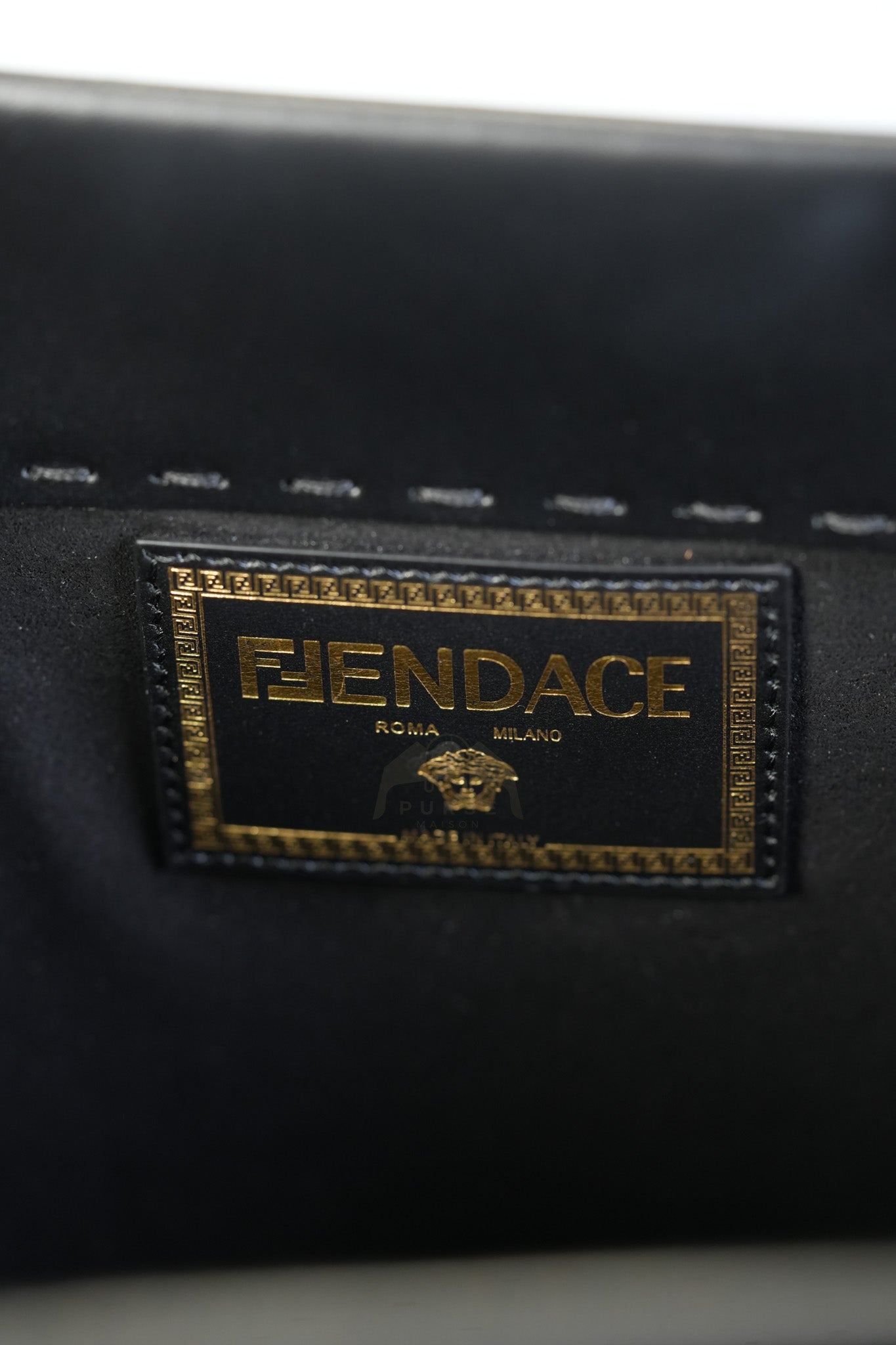 Fendace Sunshine Shopper Tote Bag in Black Calfskin Leather & Gold Hardware | Purse Maison Luxury Bags Shop