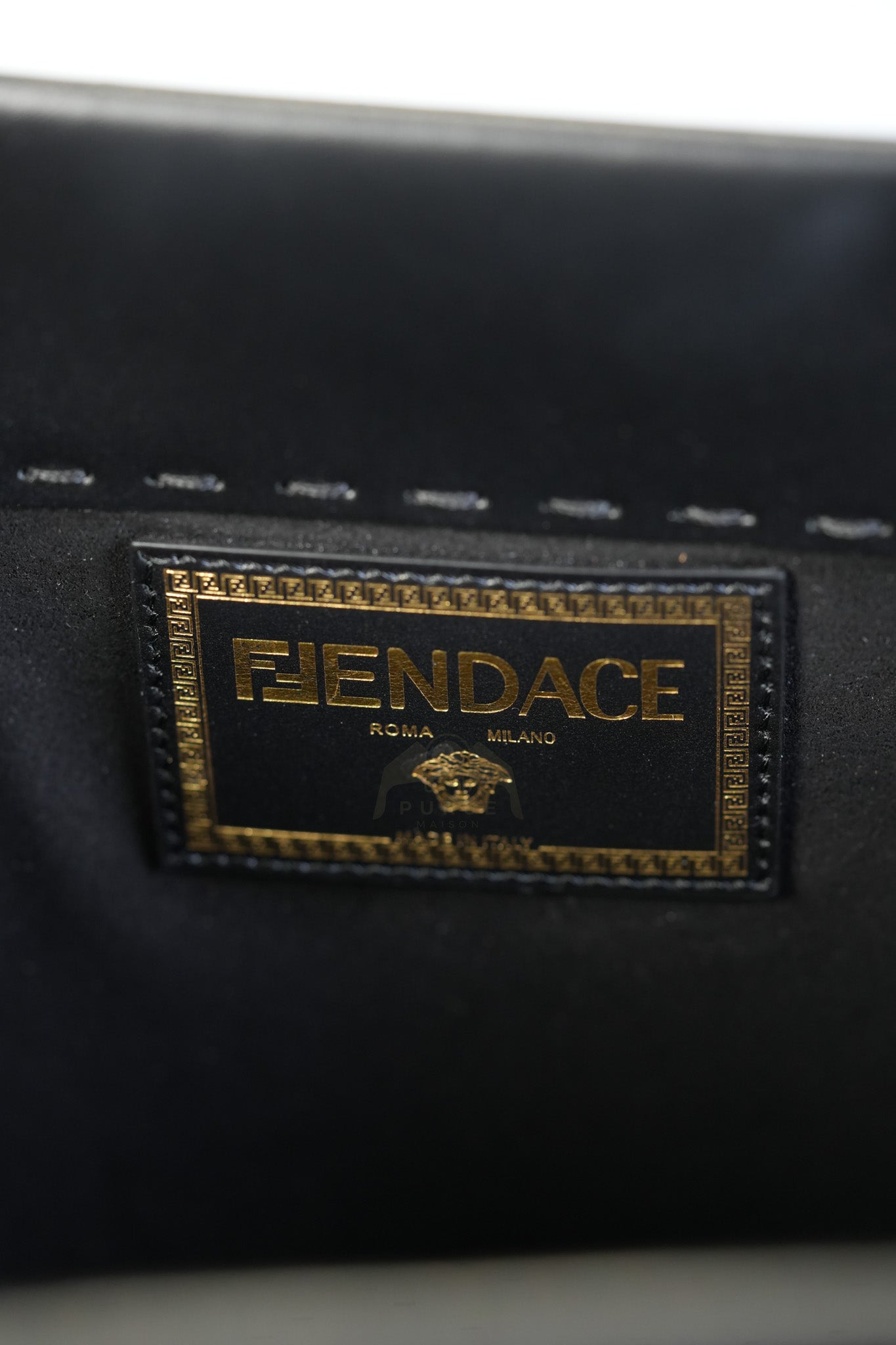 Fendace Sunshine Shopper Tote Bag in Black Calfskin Leather & Gold Hardware | Purse Maison Luxury Bags Shop