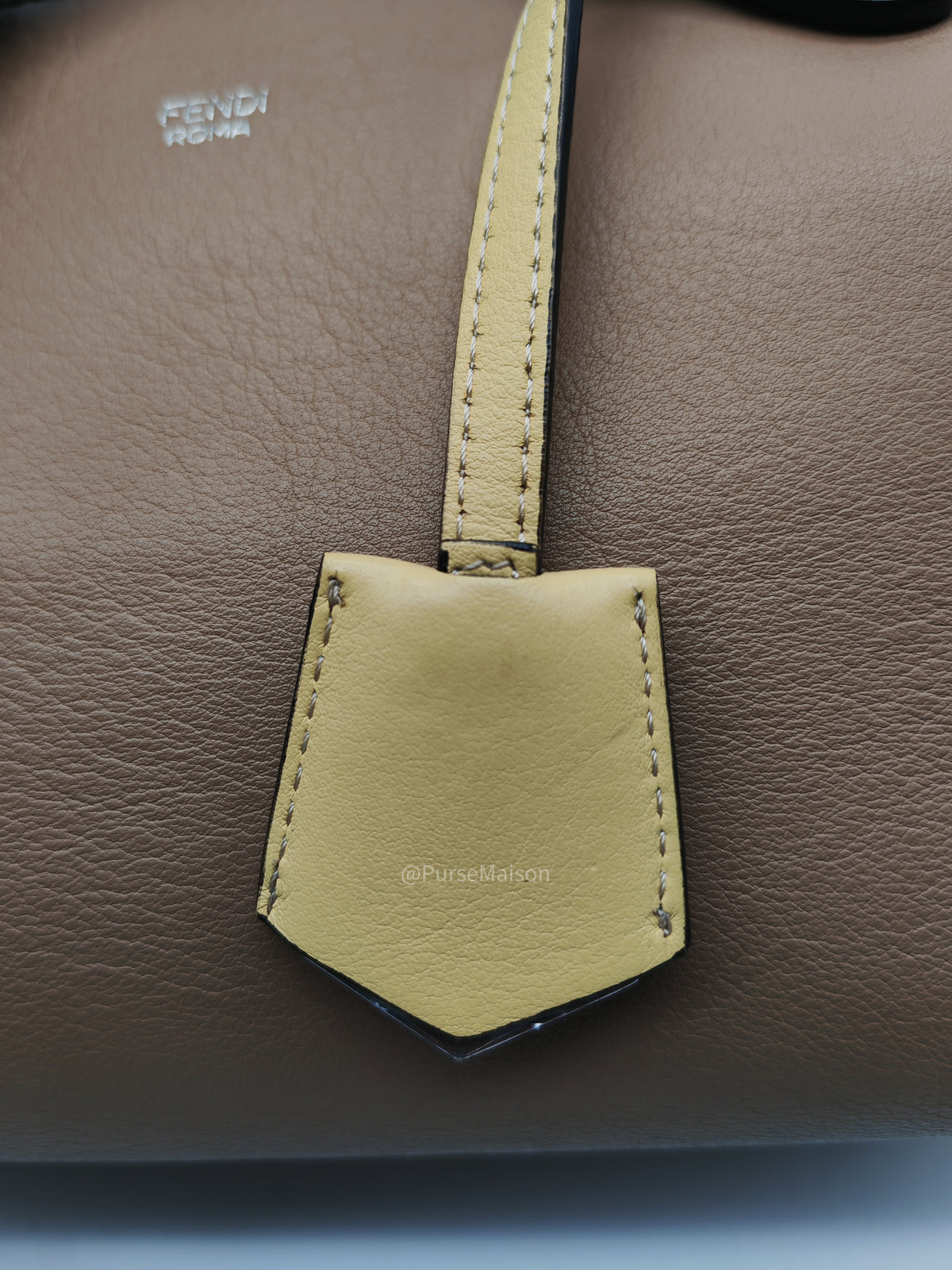 Fendi By The Way Boston Medium in Tan Calfskin Leather and Silver Hardware | Purse Maison Luxury Bags Shop
