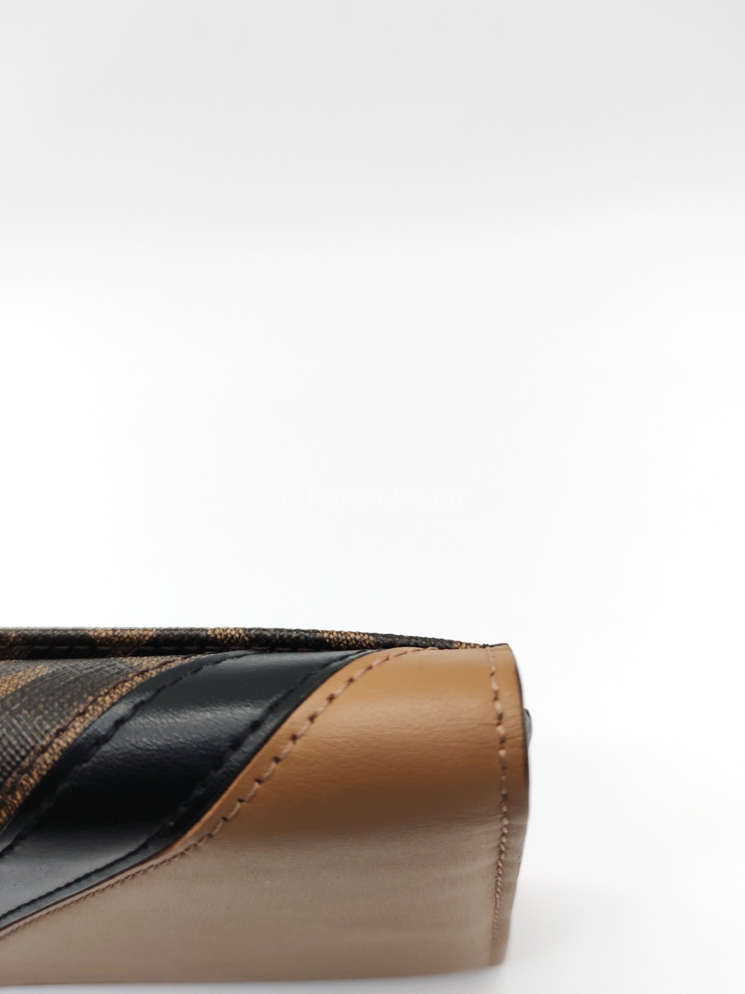 Fendi Diagonal Bi-fold Long Wallet in Brown/Black FF Logo Canvas | Purse Maison Luxury Bags Shop