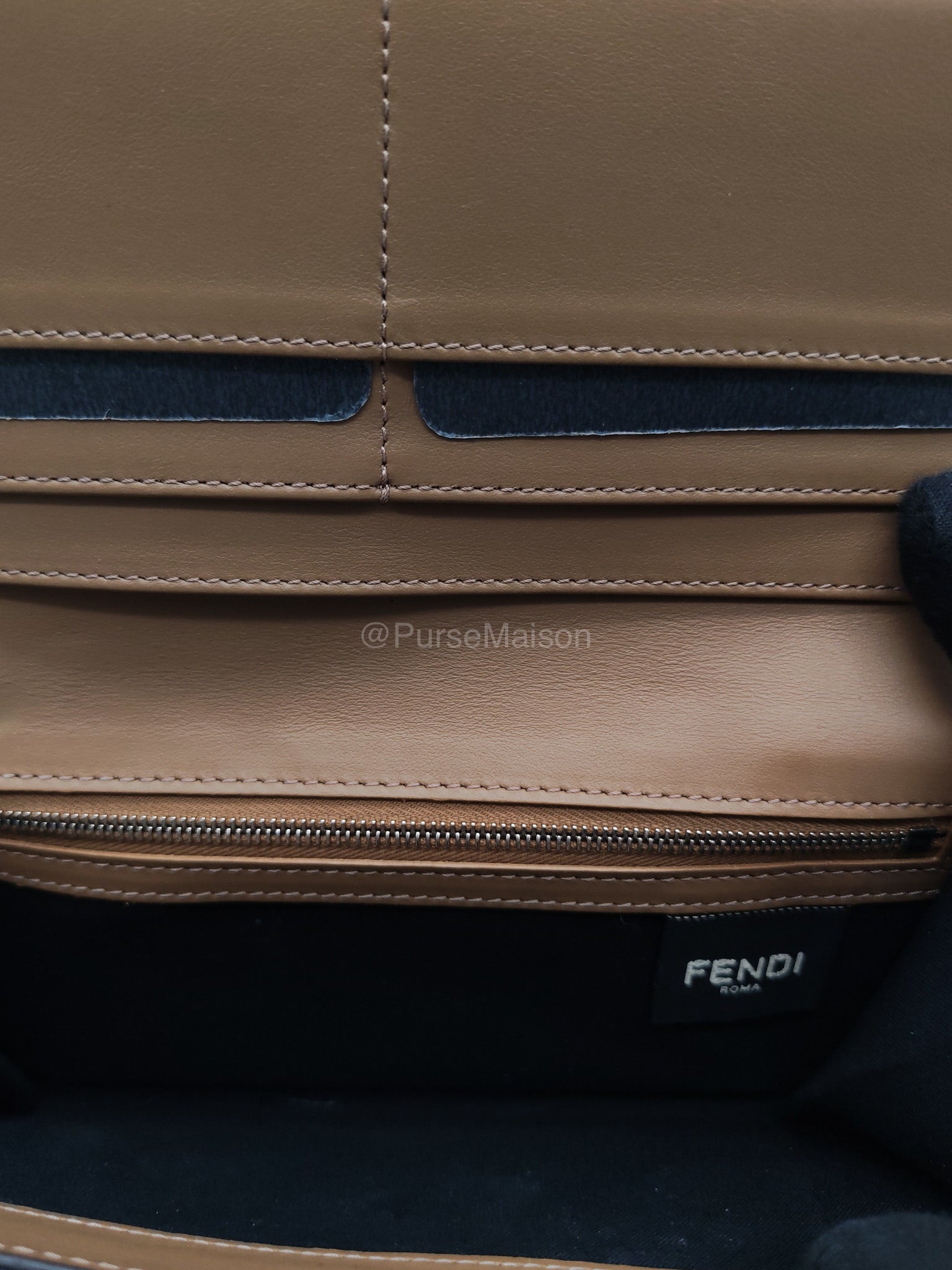 Fendi Diagonal Bi-fold Long Wallet in Brown/Black FF Logo Canvas | Purse Maison Luxury Bags Shop