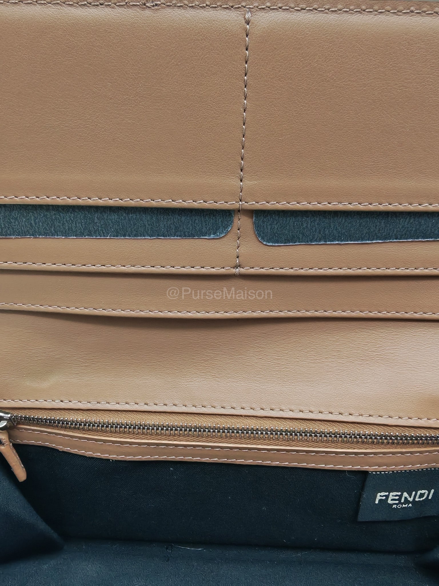 Fendi Diagonal Bi-fold Long Wallet in Brown/Black FF Logo Canvas | Purse Maison Luxury Bags Shop