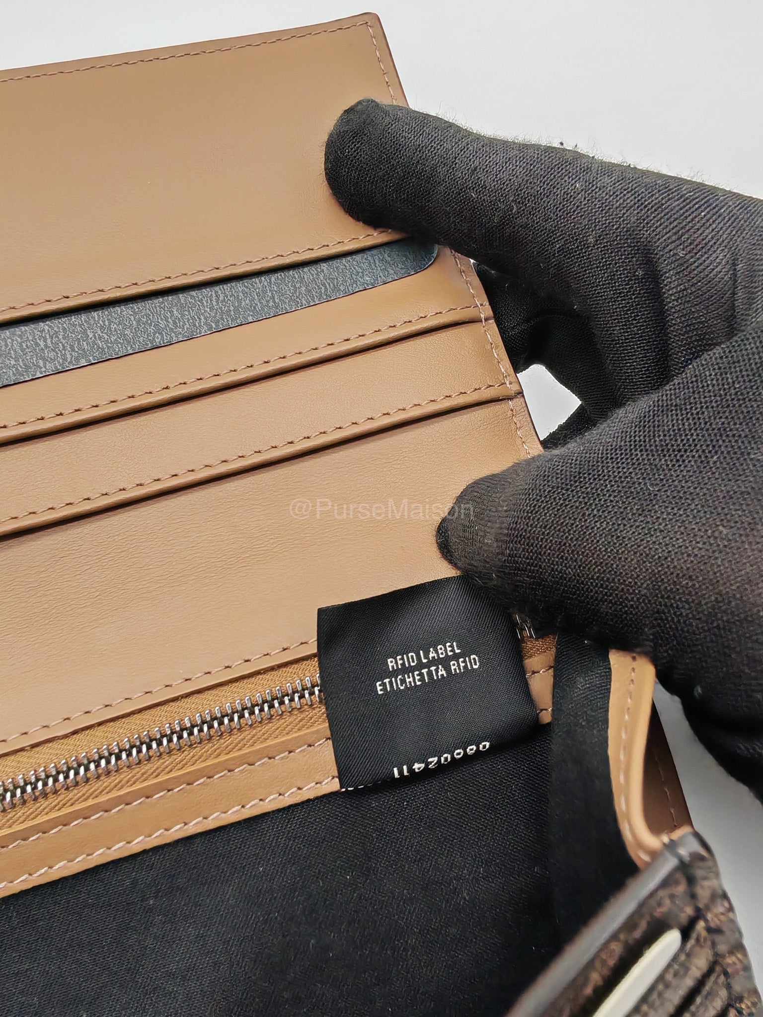 Fendi Diagonal Bi-fold Long Wallet in Brown/Black FF Logo Canvas | Purse Maison Luxury Bags Shop