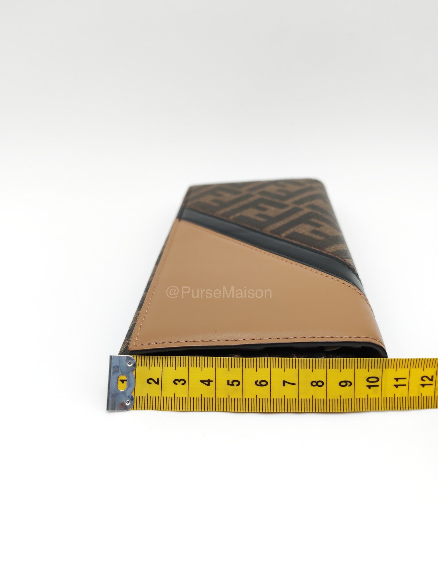 Fendi Diagonal Bi-fold Long Wallet in Brown/Black FF Logo Canvas | Purse Maison Luxury Bags Shop