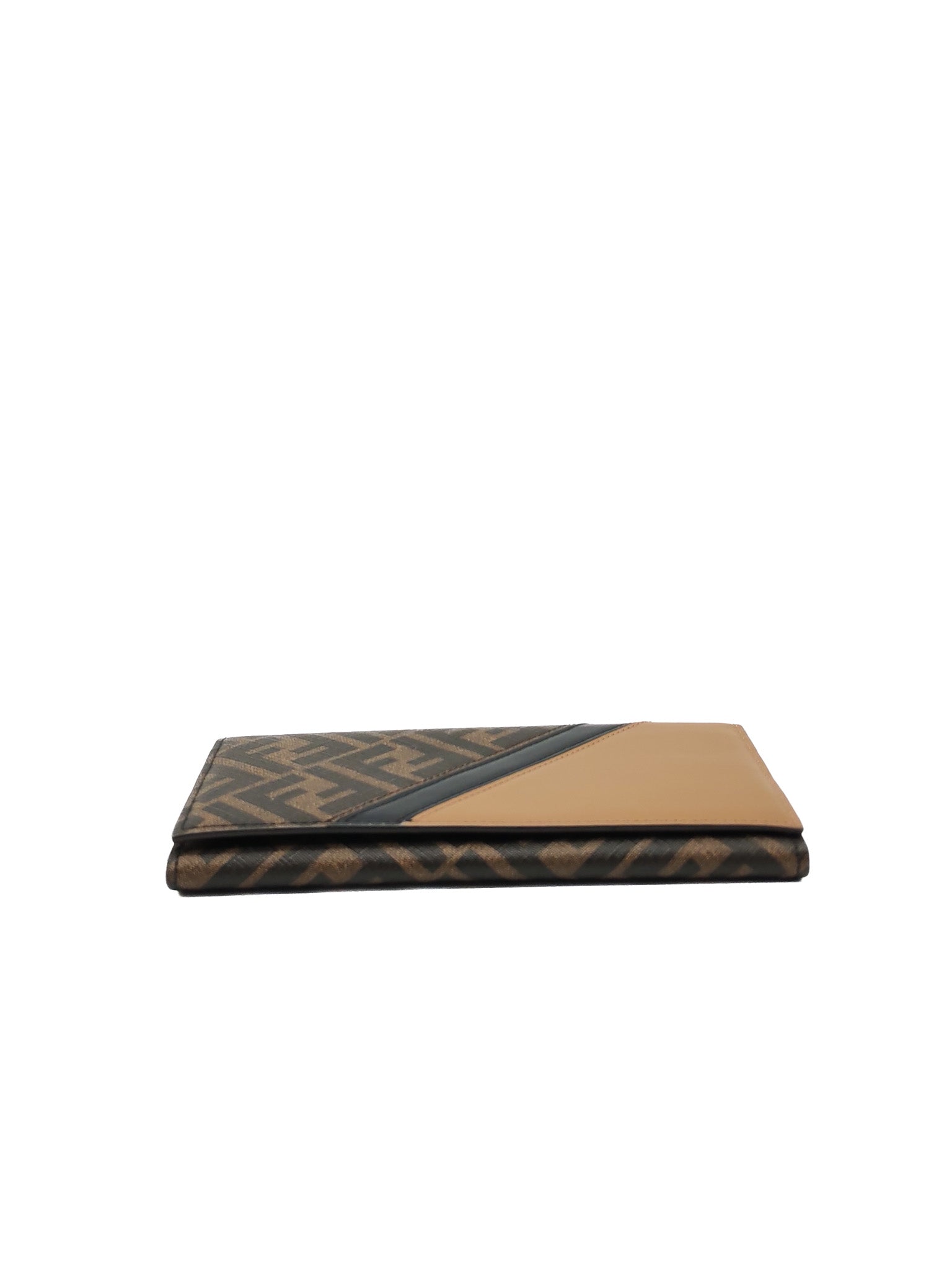 Fendi Diagonal Bi-fold Long Wallet in Brown/Black FF Logo Canvas | Purse Maison Luxury Bags Shop
