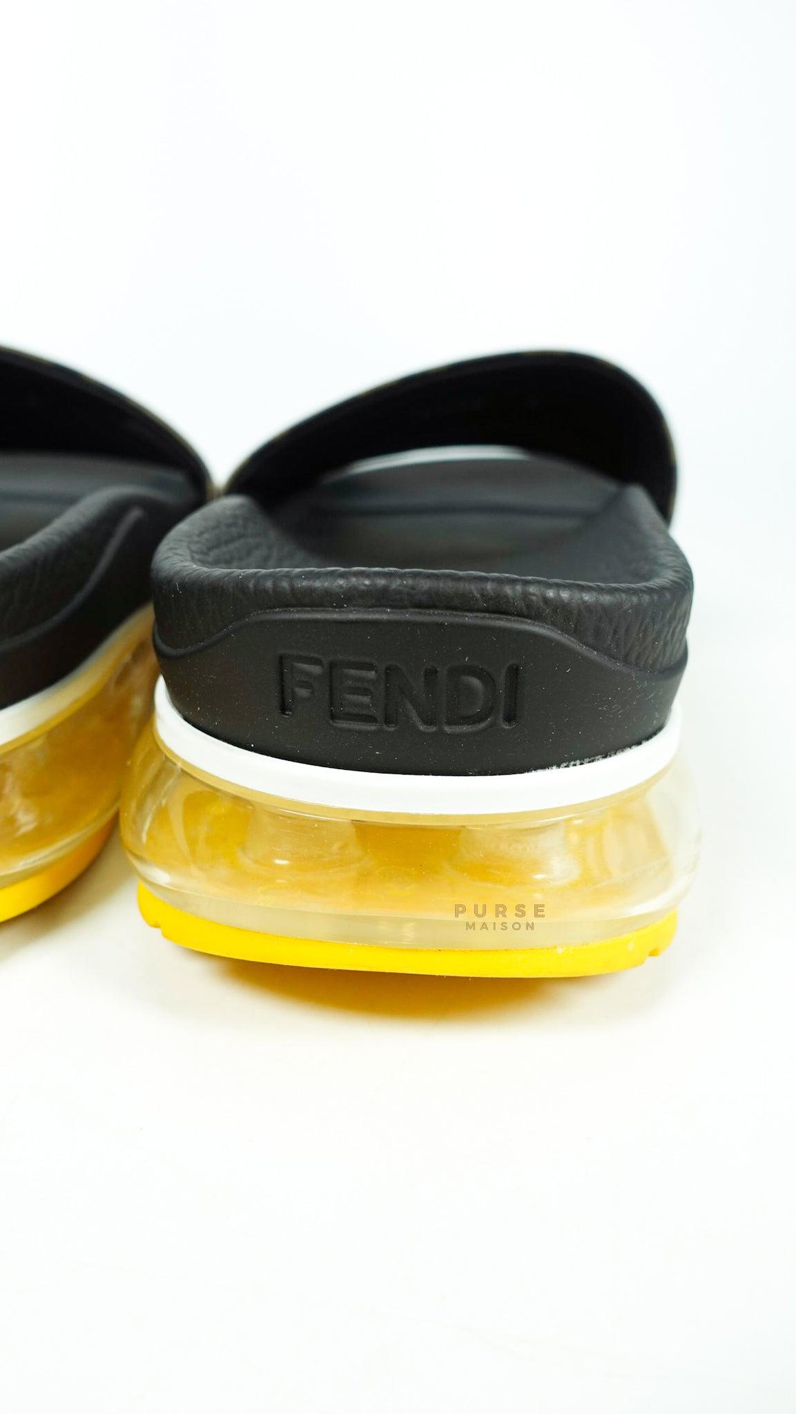 Fendi FF Brown Logo Print Slides (Size 6 US, 27cm)