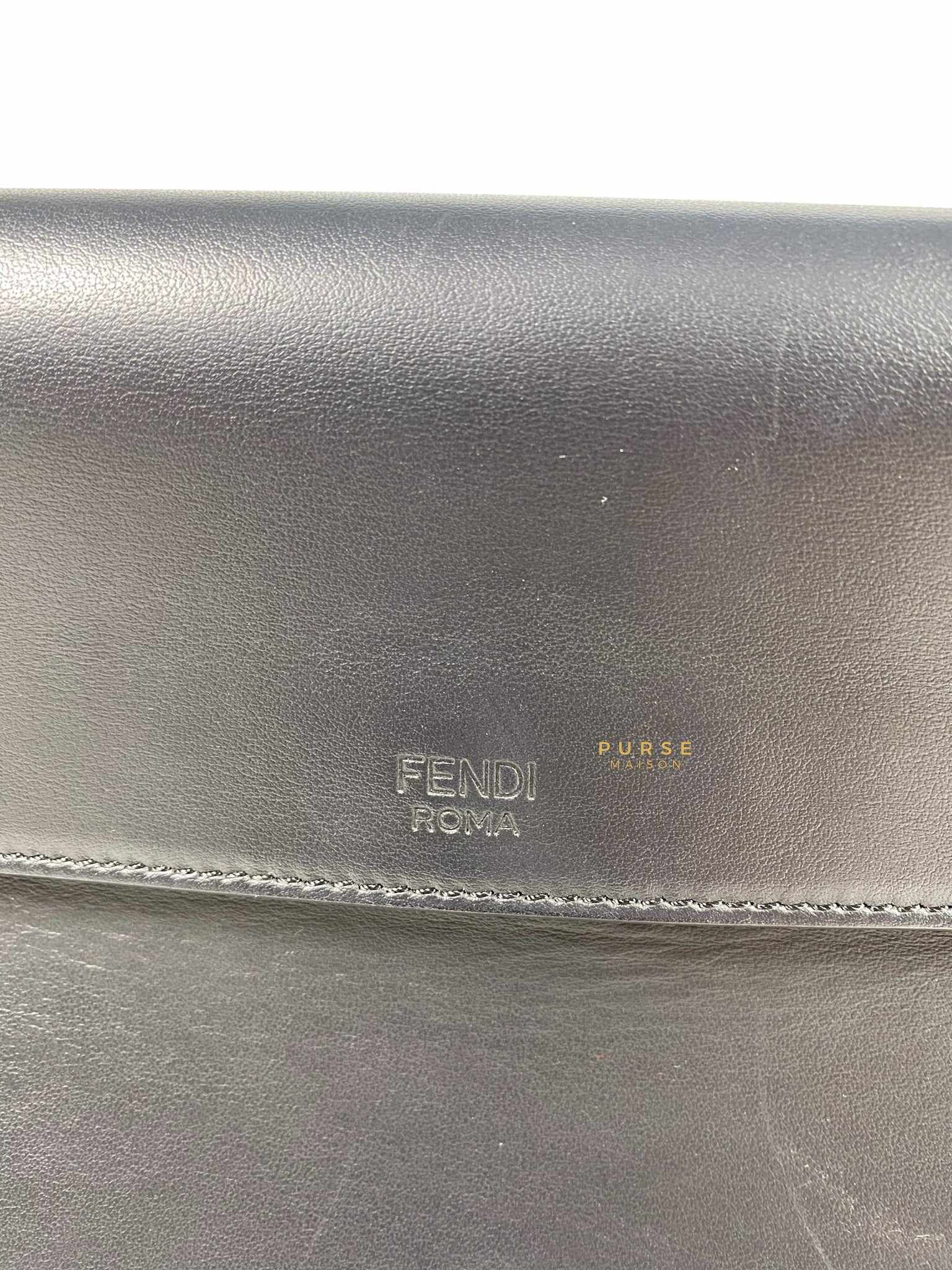 Fendi Kan 1 F Black Smooth Calfskin Leather
