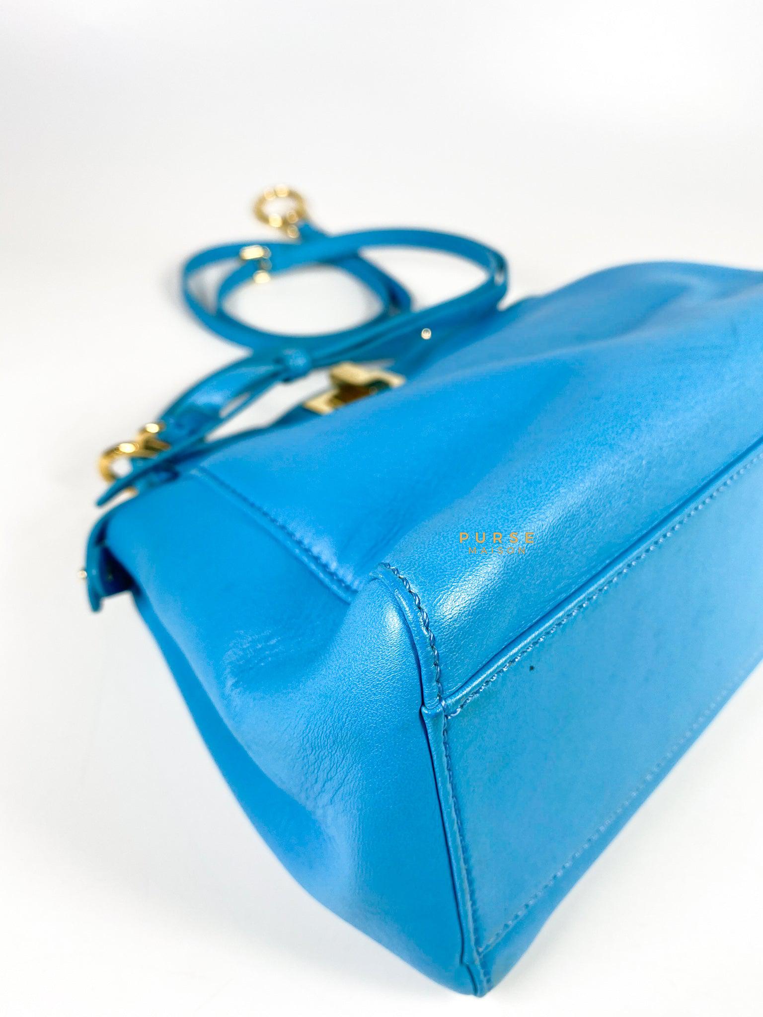 Fendi Mini Peekaboo Nappa Leather Gold hardware Sky Blue