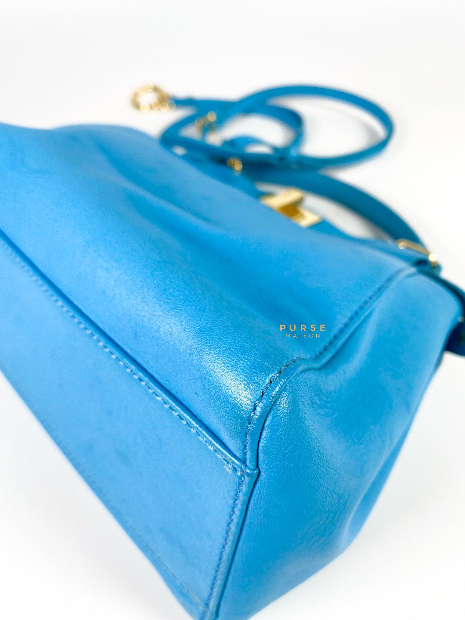 Fendi Mini Peekaboo Nappa Leather Gold hardware Sky Blue