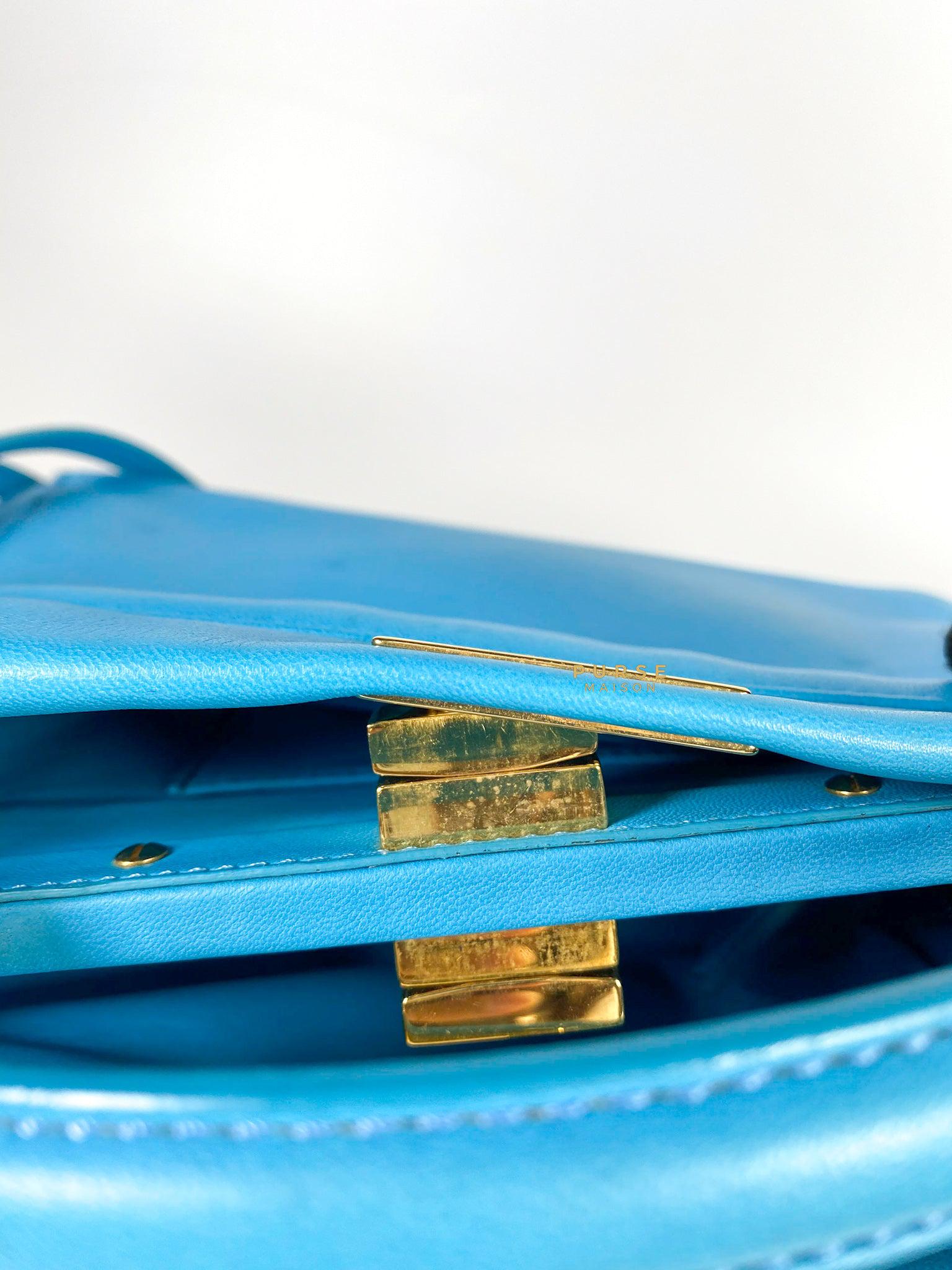 Fendi Mini Peekaboo Nappa Leather Gold hardware Sky Blue