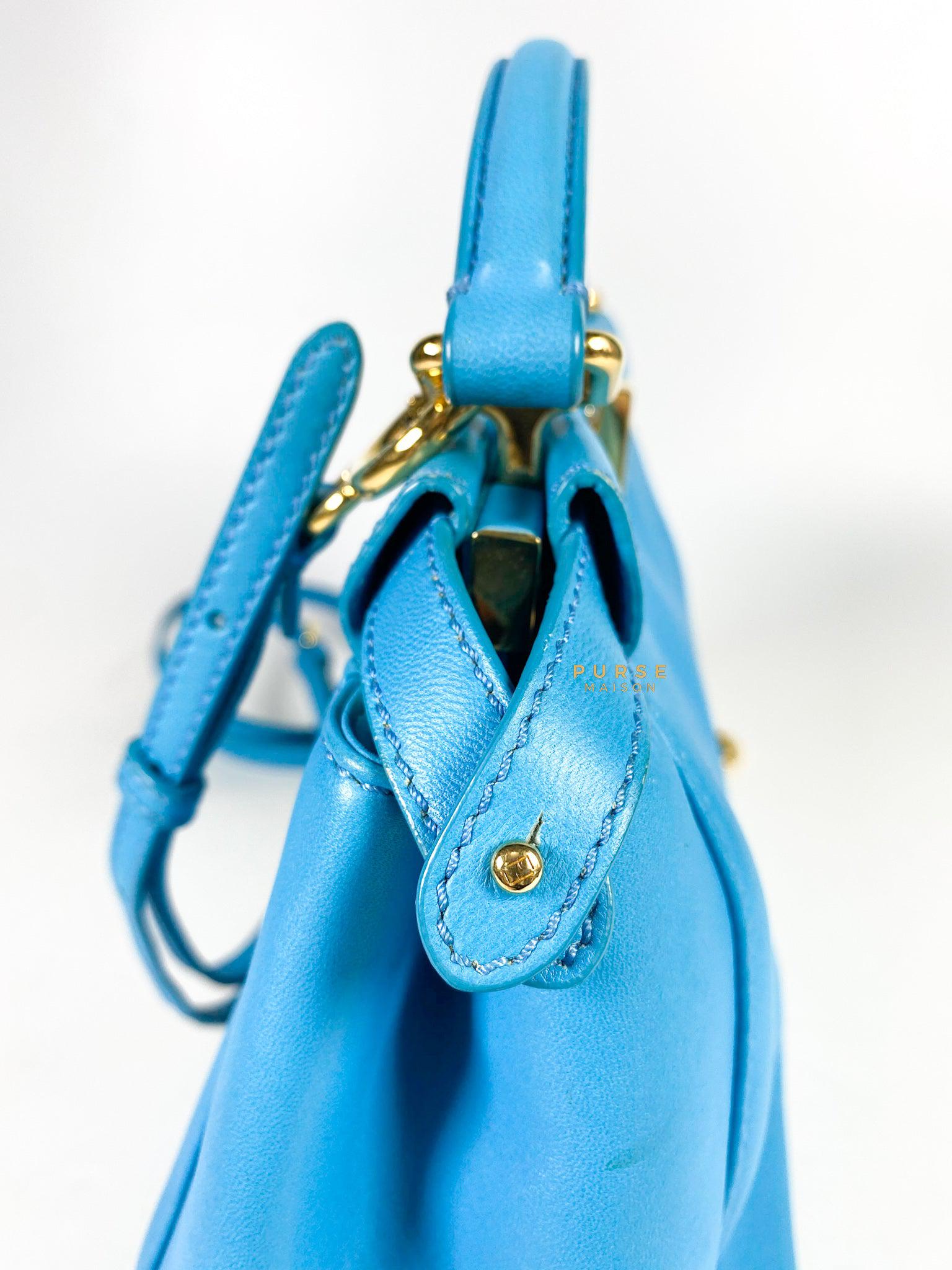 Fendi Mini Peekaboo Nappa Leather Gold hardware Sky Blue