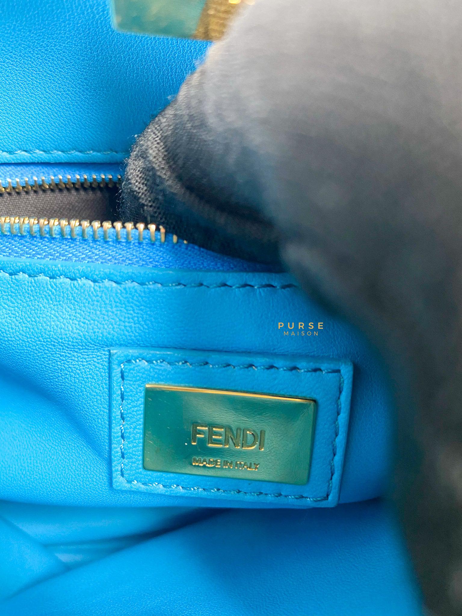 Fendi Mini Peekaboo Nappa Leather Gold hardware Sky Blue