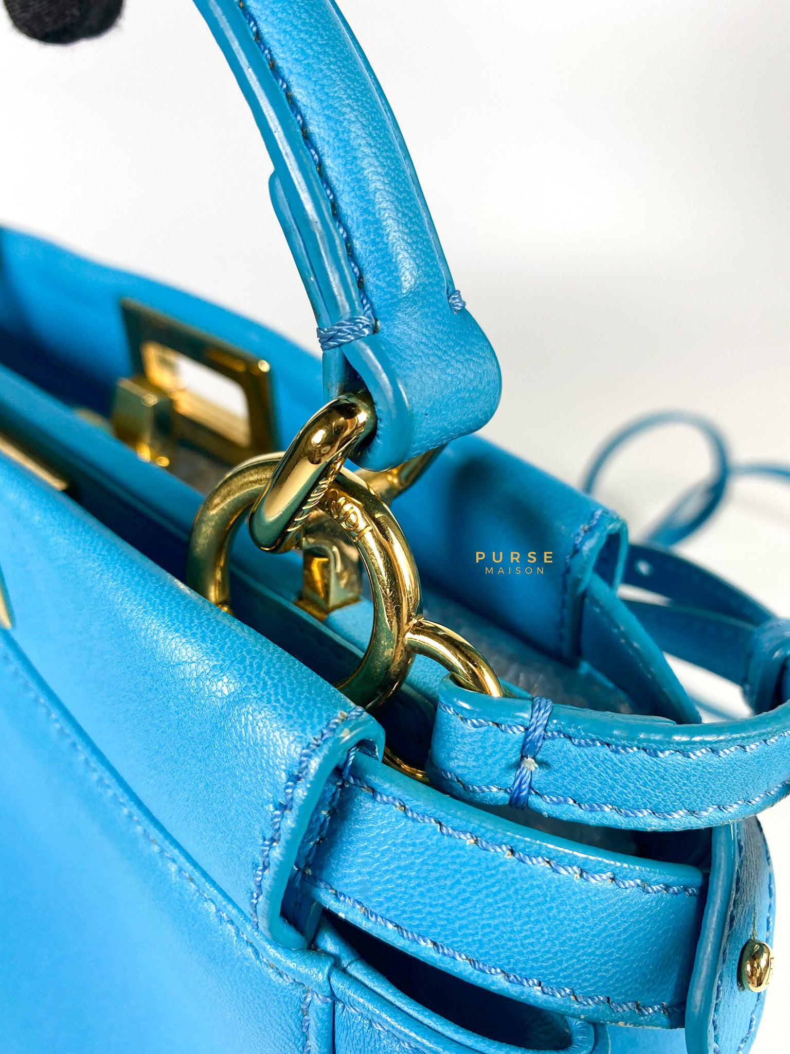 Fendi Mini Peekaboo Nappa Leather Gold hardware Sky Blue