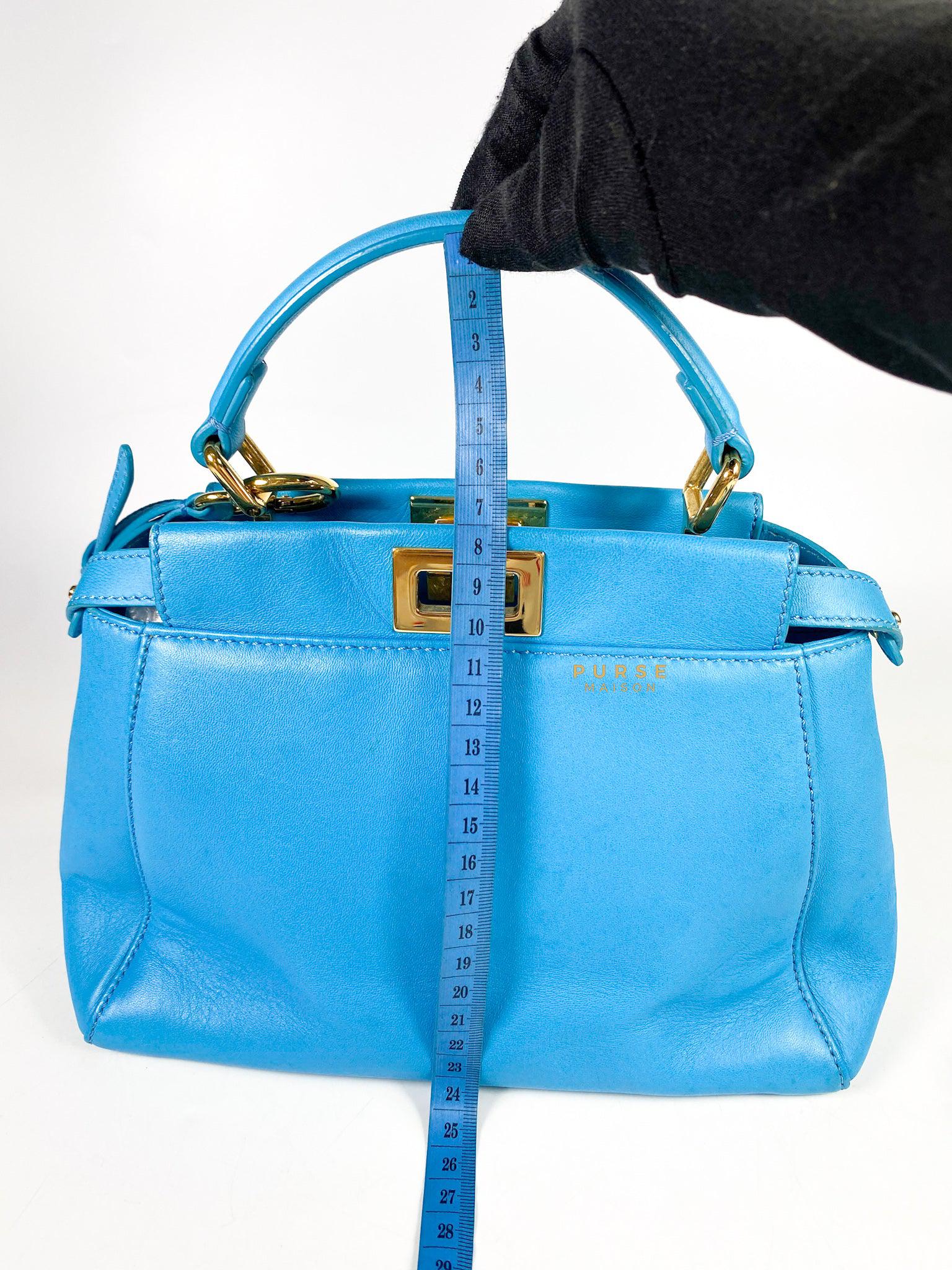 Fendi Mini Peekaboo Nappa Leather Gold hardware Sky Blue