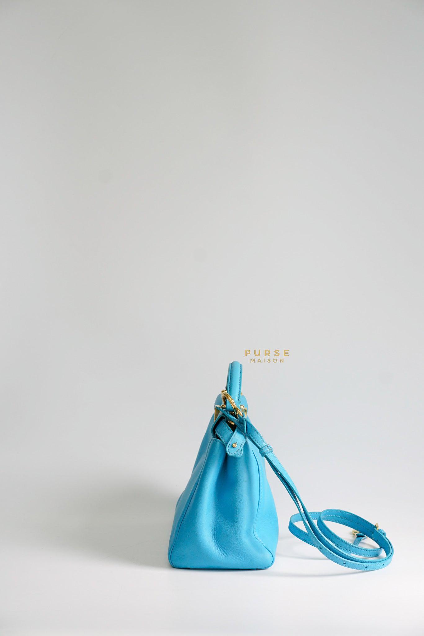 Fendi Mini Peekaboo Nappa Leather Gold hardware Sky Blue