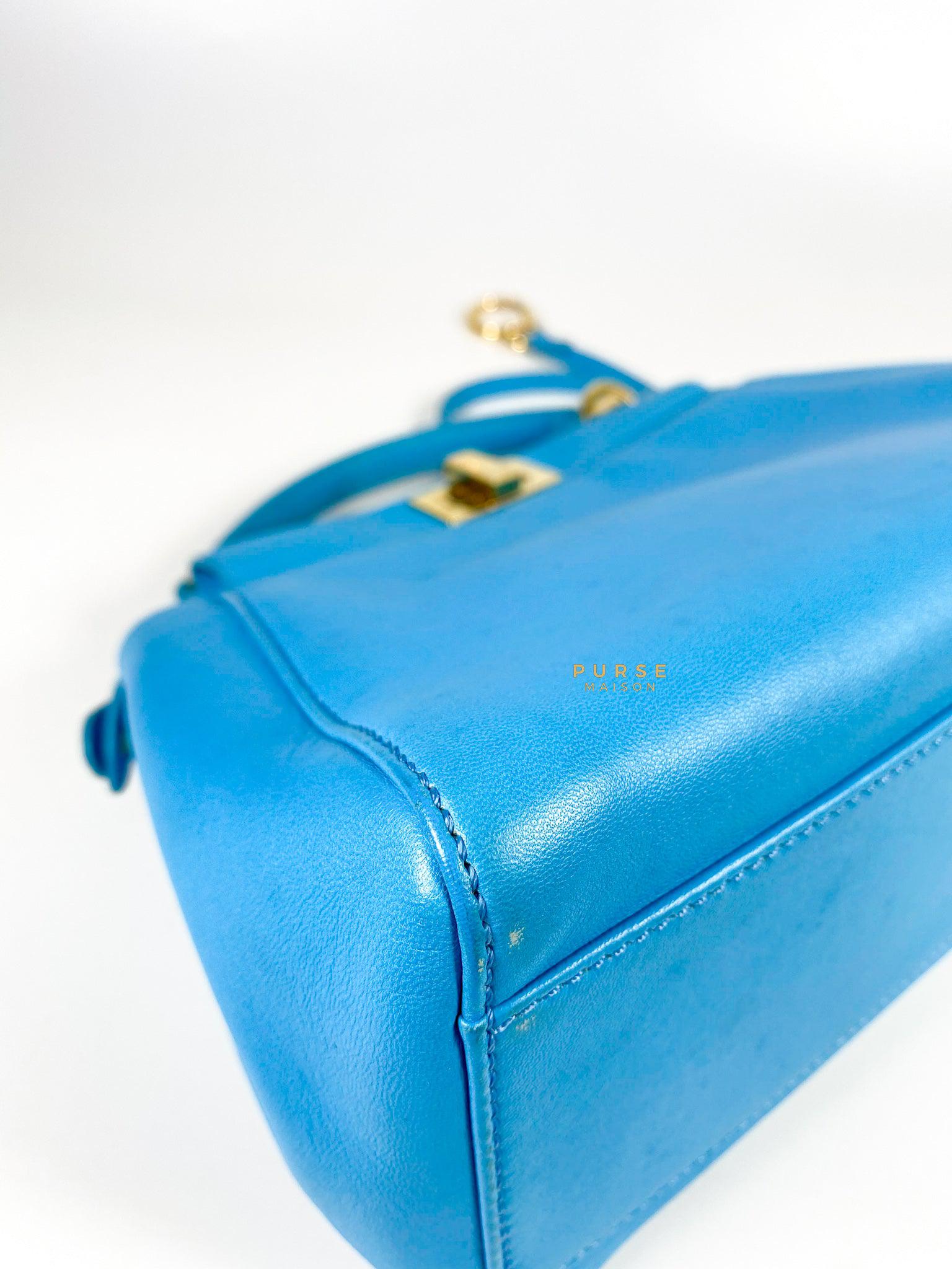 Fendi Mini Peekaboo Nappa Leather Gold hardware Sky Blue