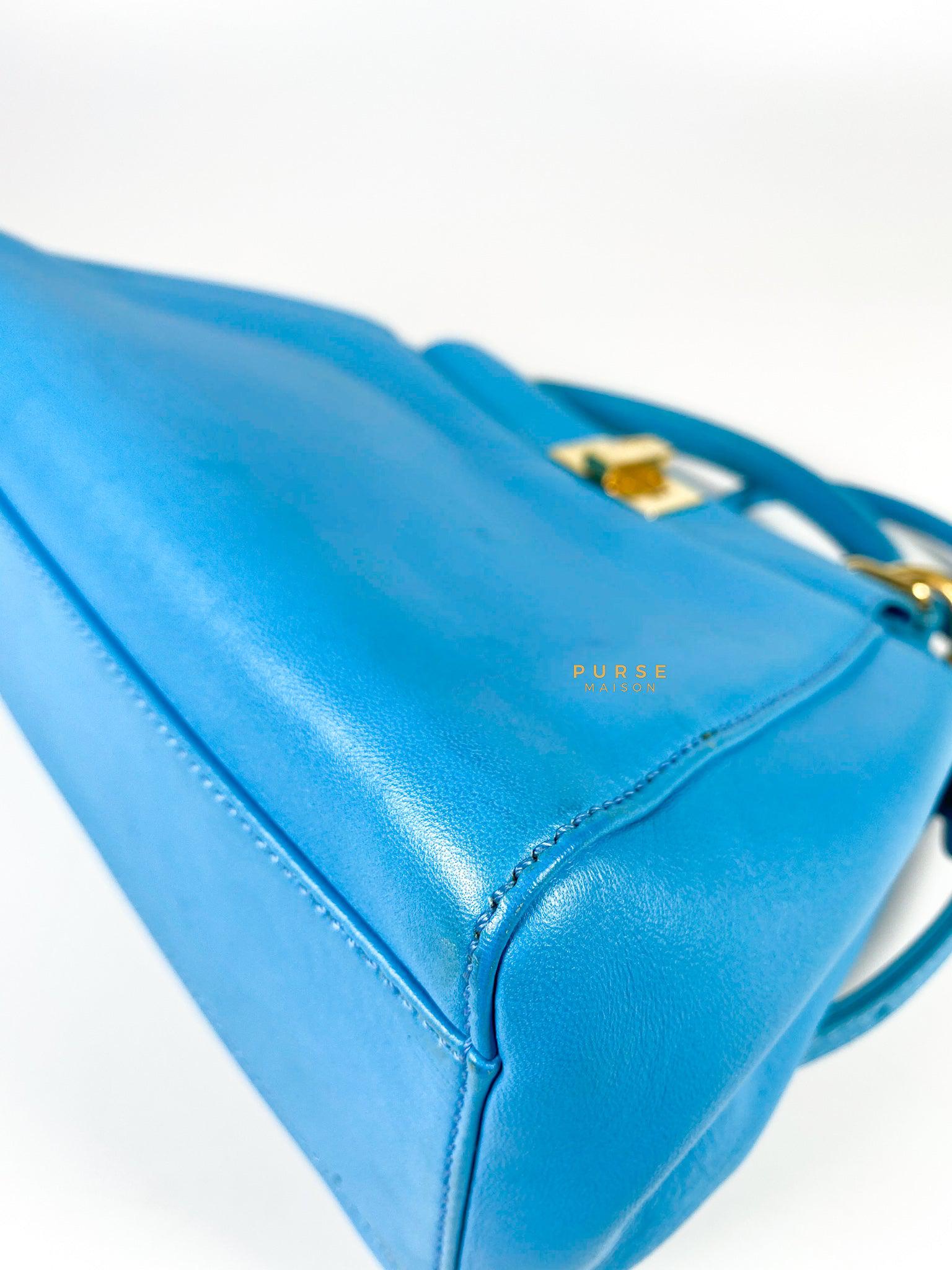 Fendi Mini Peekaboo Nappa Leather Gold hardware Sky Blue