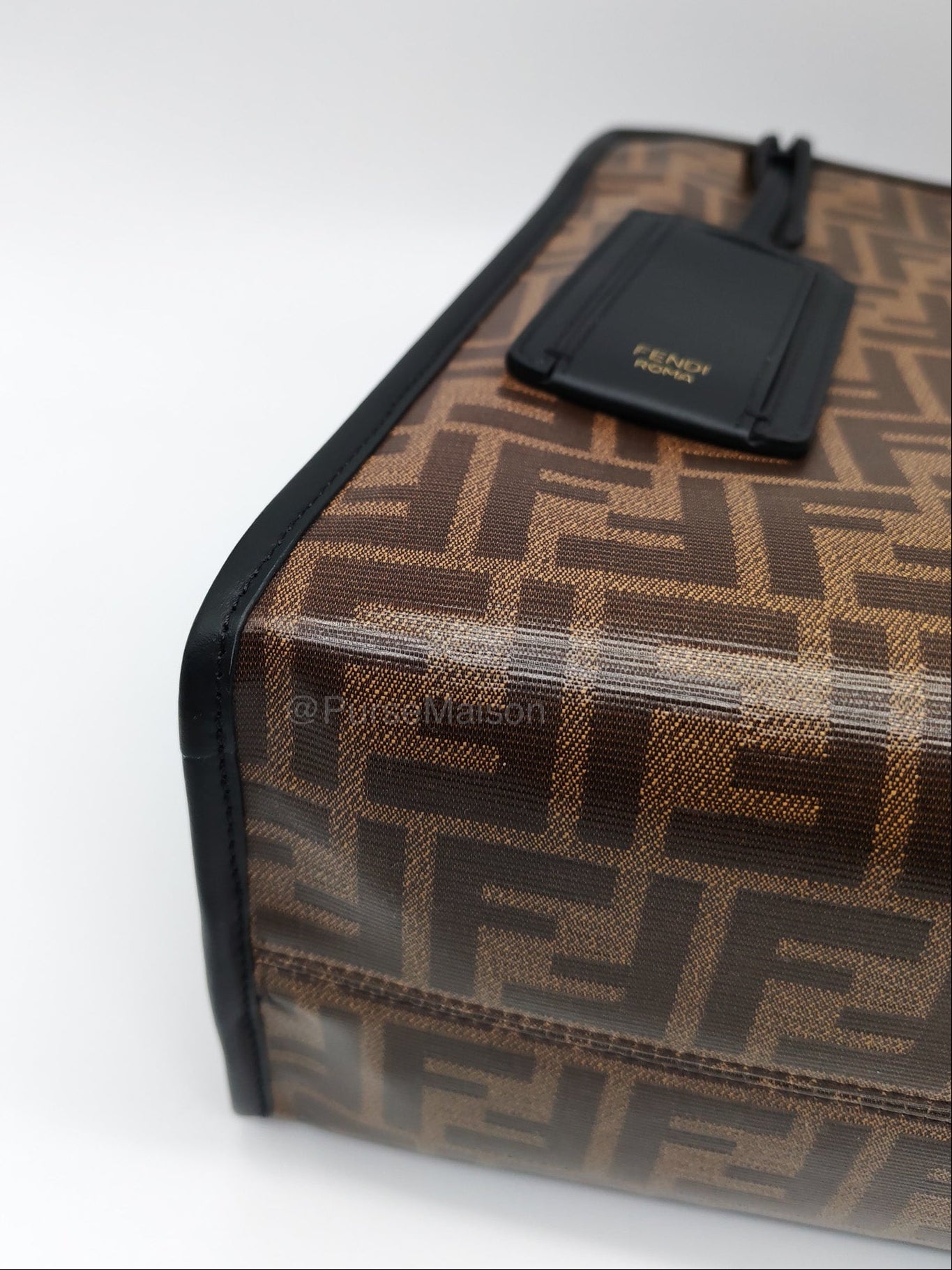 Fendi Peekaboo Defende Cover in Zucca Print Coated Canvas and Gold Hardware | Purse Maison Luxury Bags Shop
