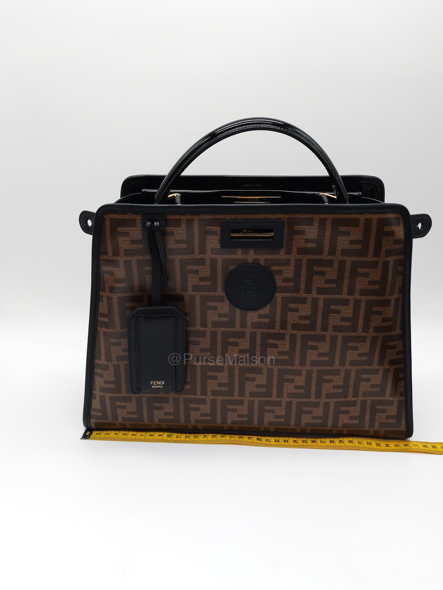 Fendi Peekaboo Defende Cover in Zucca Print Coated Canvas and Gold Hardware | Purse Maison Luxury Bags Shop