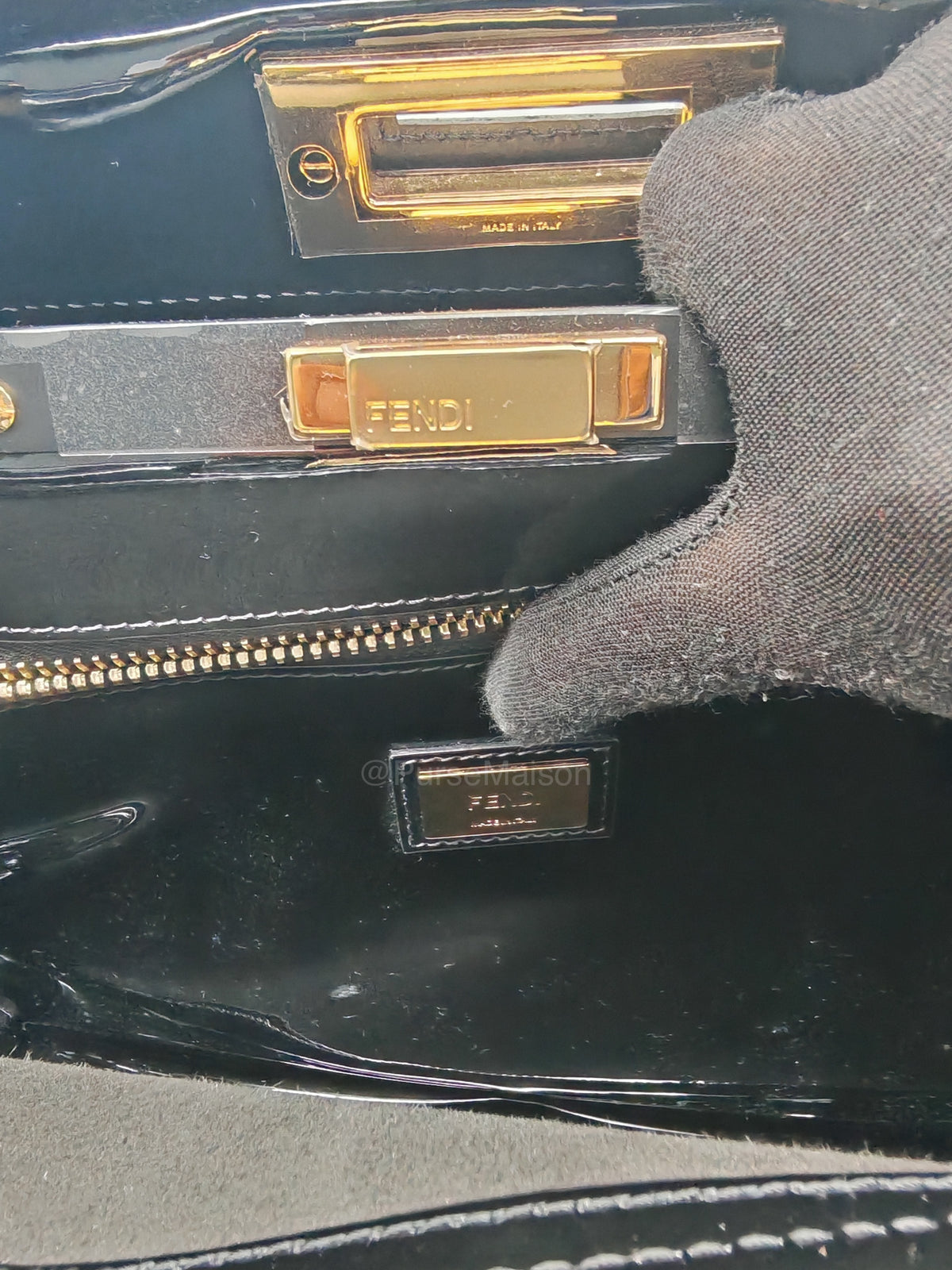 Fendi Peekaboo Defende Cover in Zucca Print Coated Canvas and Gold Hardware | Purse Maison Luxury Bags Shop