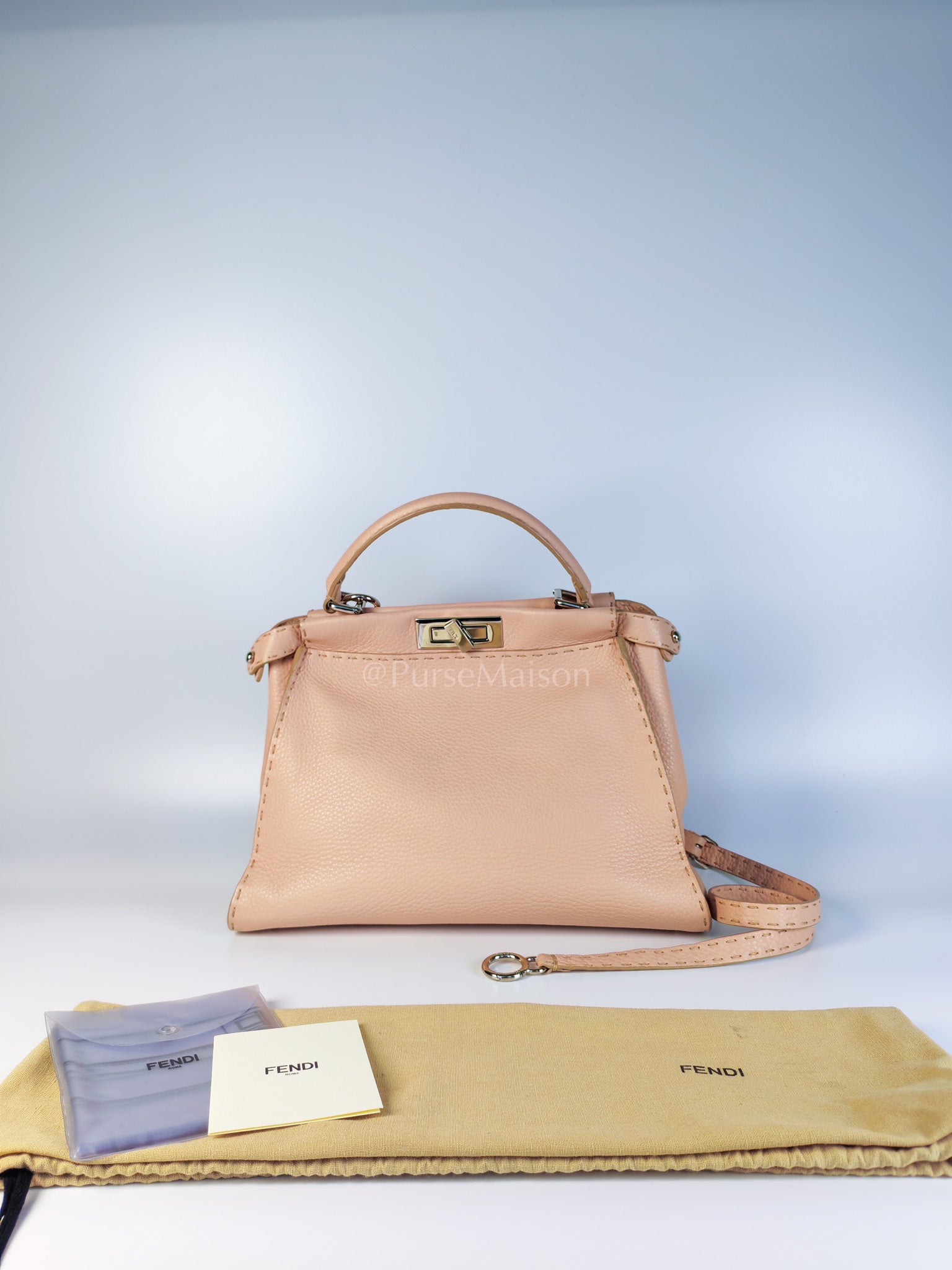 Peekaboo Medium in Cotton Candy Pink Selleria Leather Silver Harwdare | Purse Maison Luxury Bags Shop
