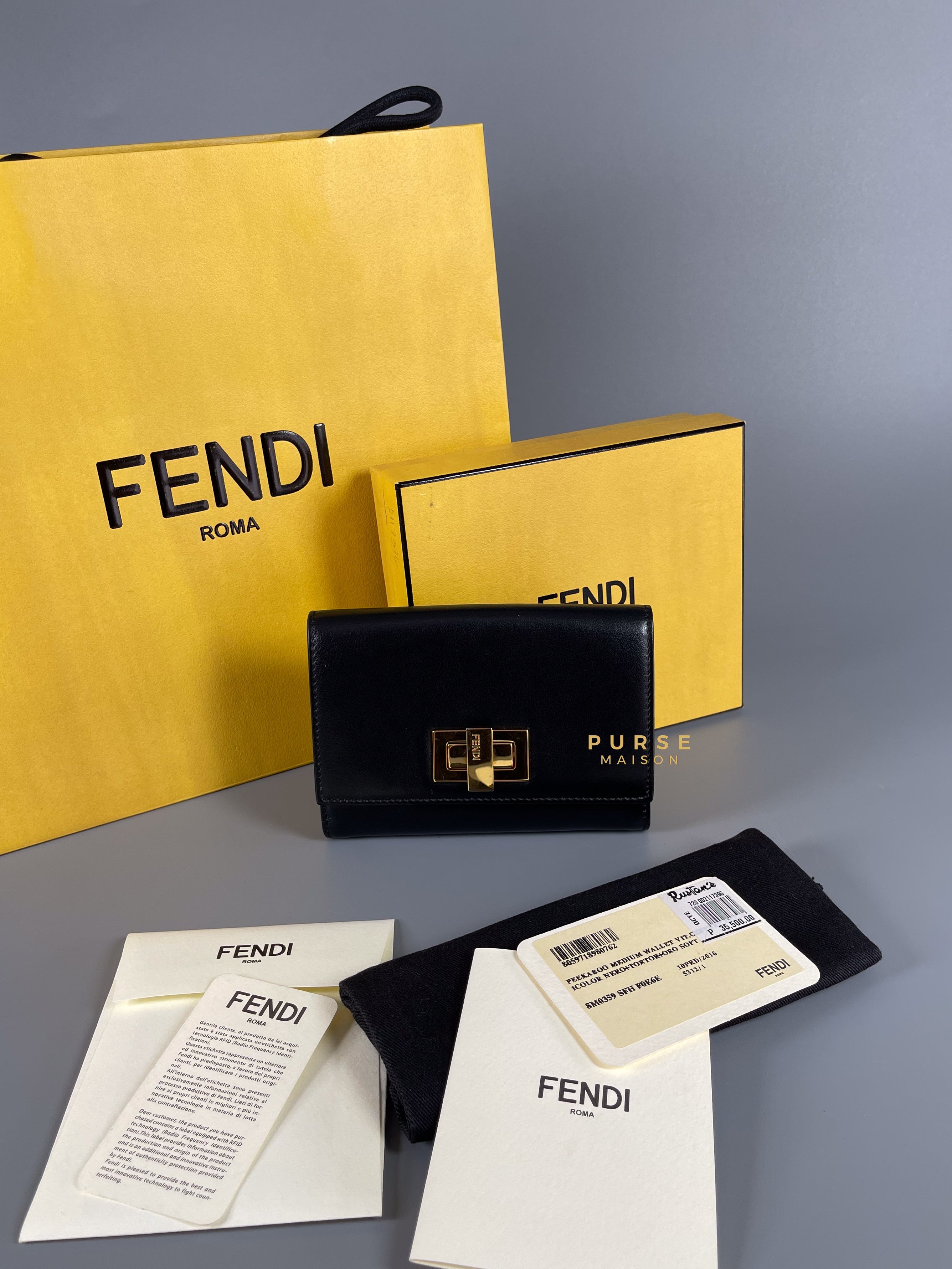 Fendi Peekaboo Medium Wallet Bicolor Purse Maison