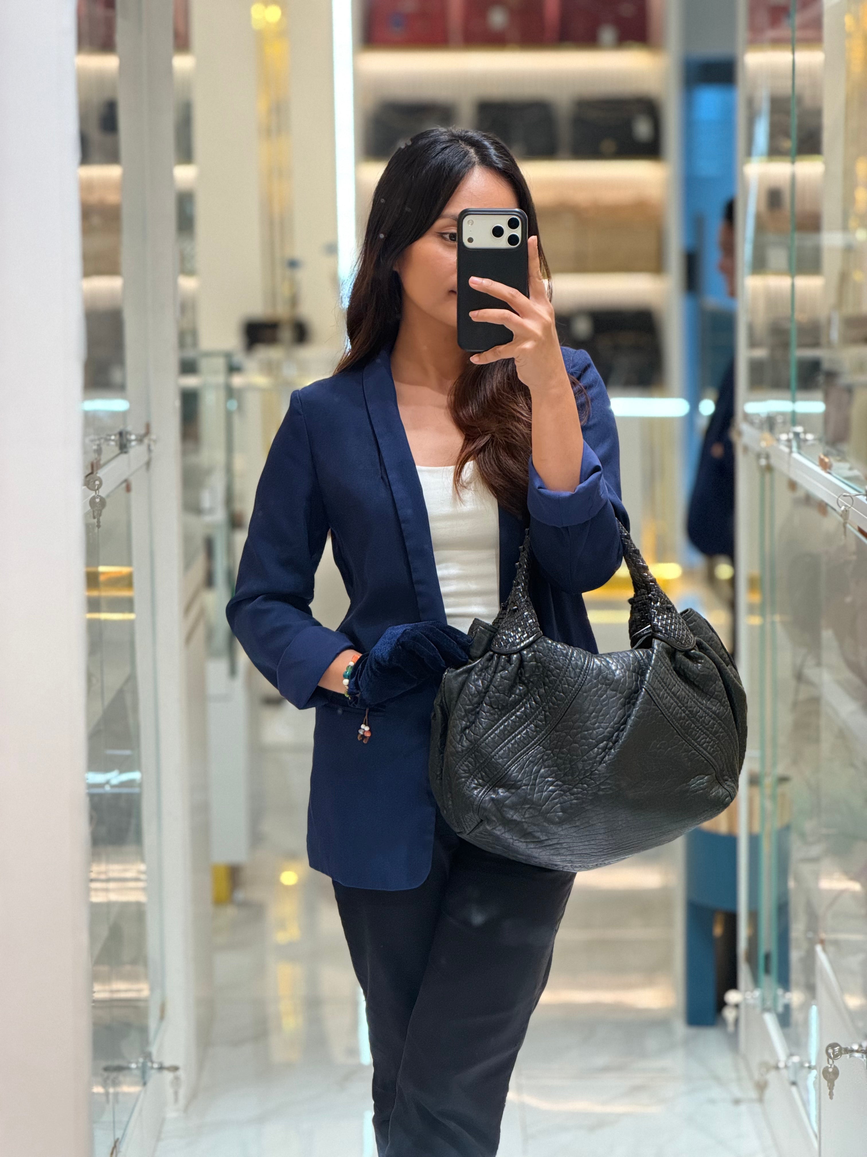 Fendi Spy Bag in Black Nappa Nuvolata Leather | Purse Maison Luxury Bags Shop
