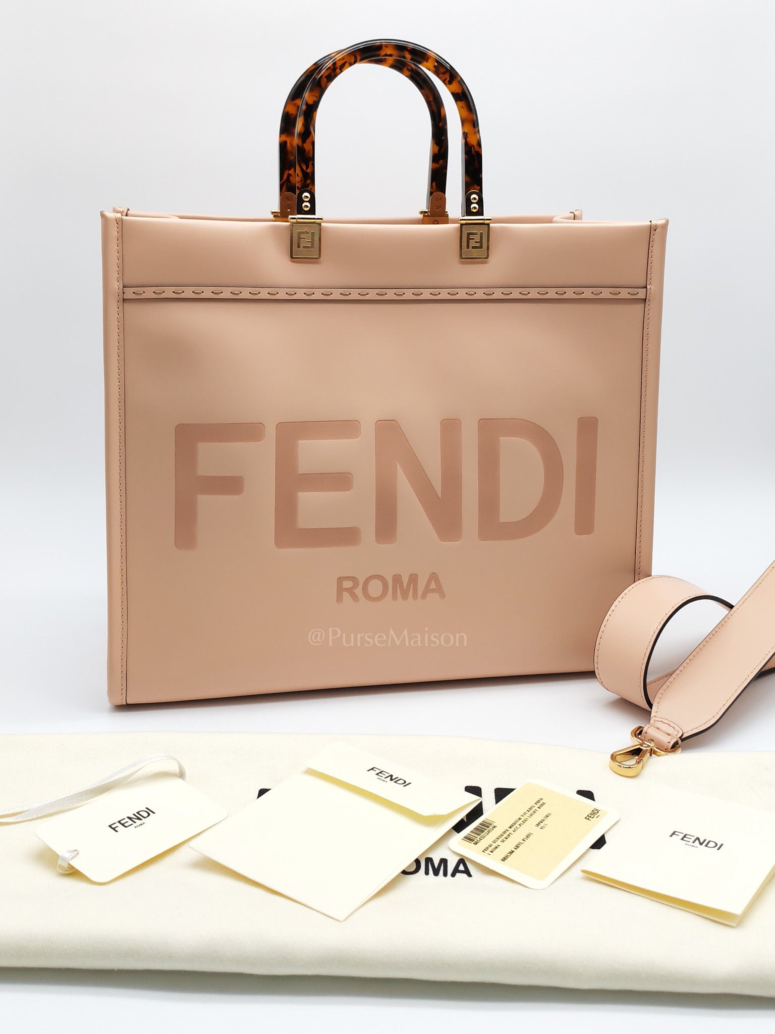 Fendi Sunshine Medium Tote Bag in Light Rose Shoulder Bag | Purse Maison Luxury Bags Shop