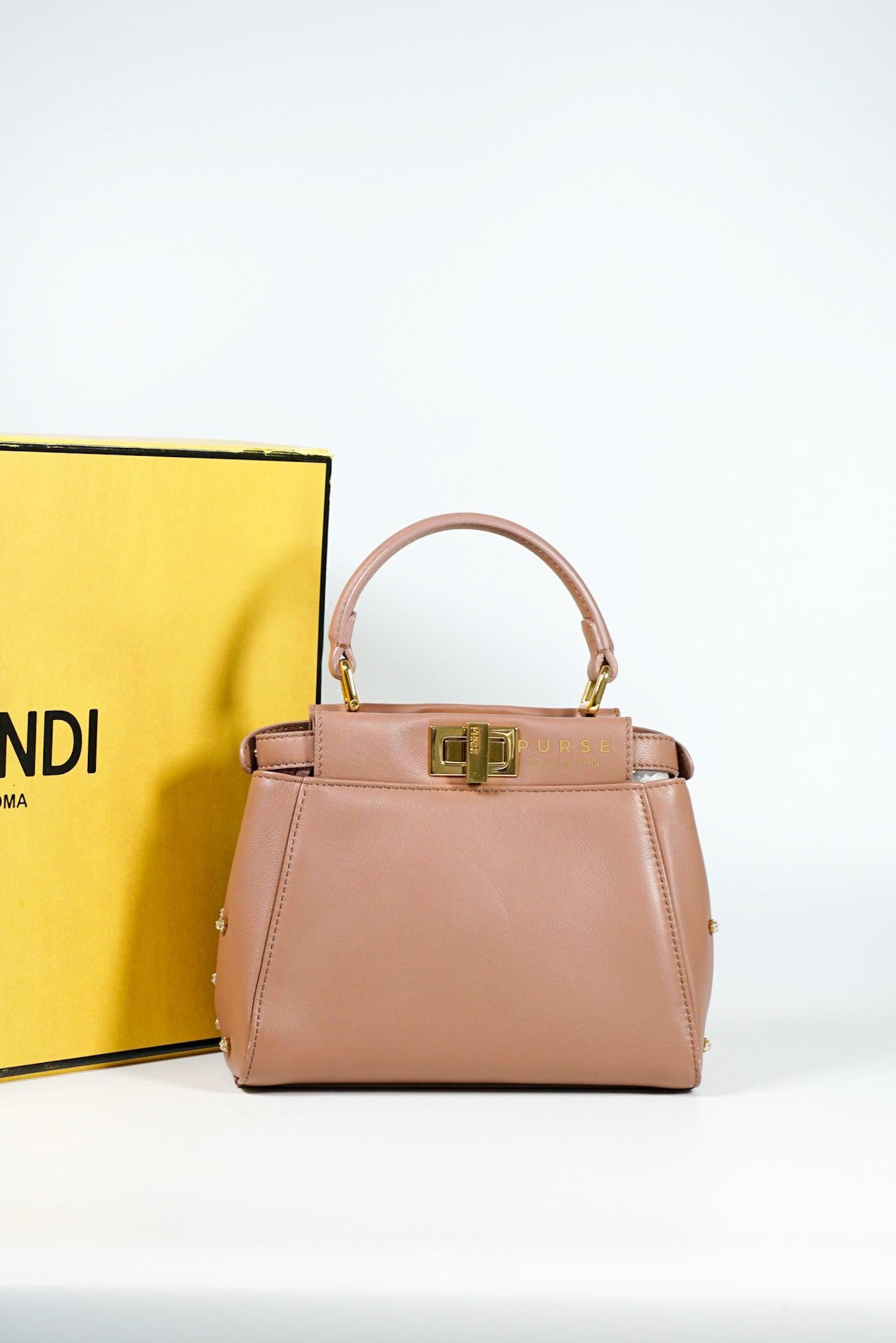 Fendi XS Peekaboo with Crystal Studded Rose Pink Bag